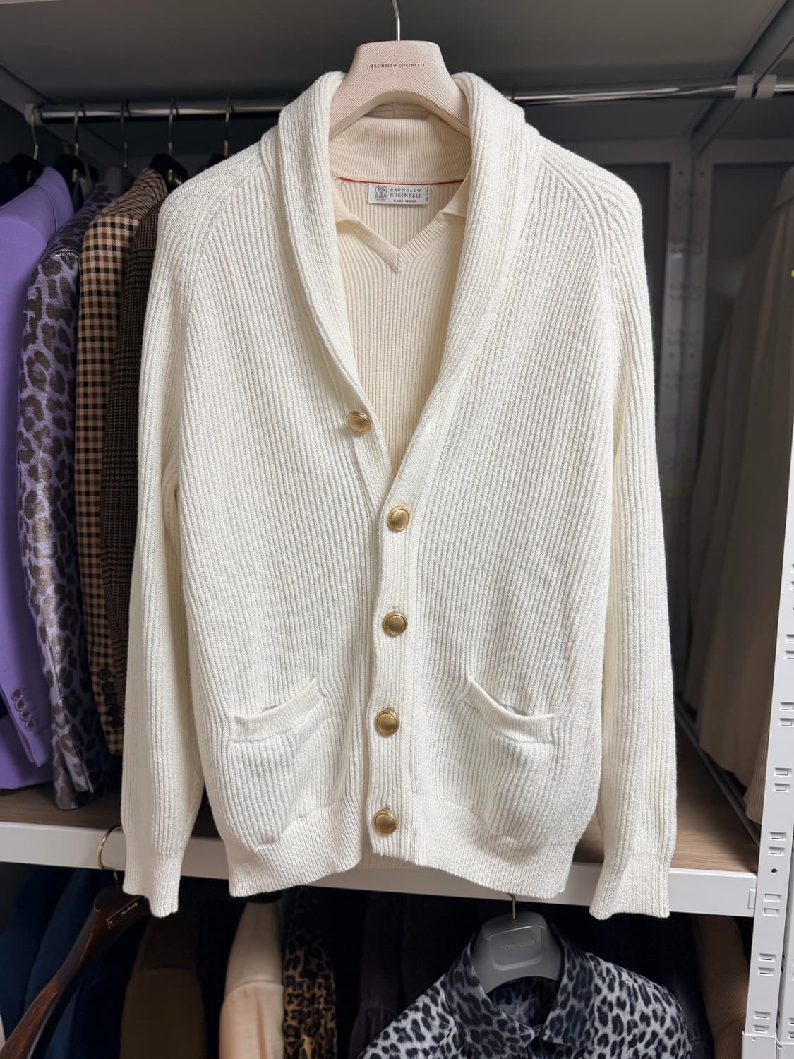 (새상품,강추👍)브루넬로쿠치넬리 화이트 골드 스웨터 가디건 상품이미지1