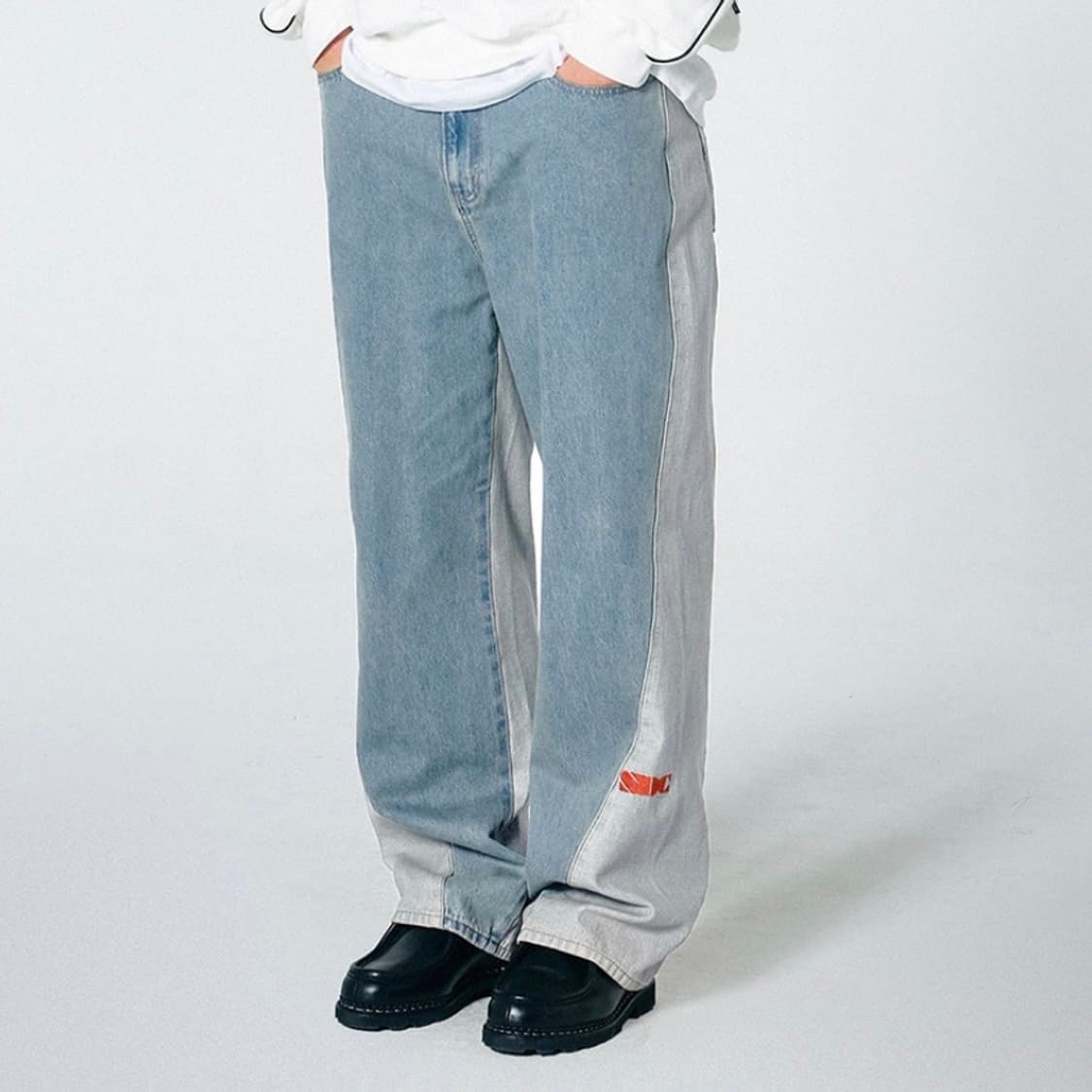 새제품 남녀공용 스컬프터 XS 리브저블 블럭데님 팬츠 (뉴진스 해린 착용 상품이미지1