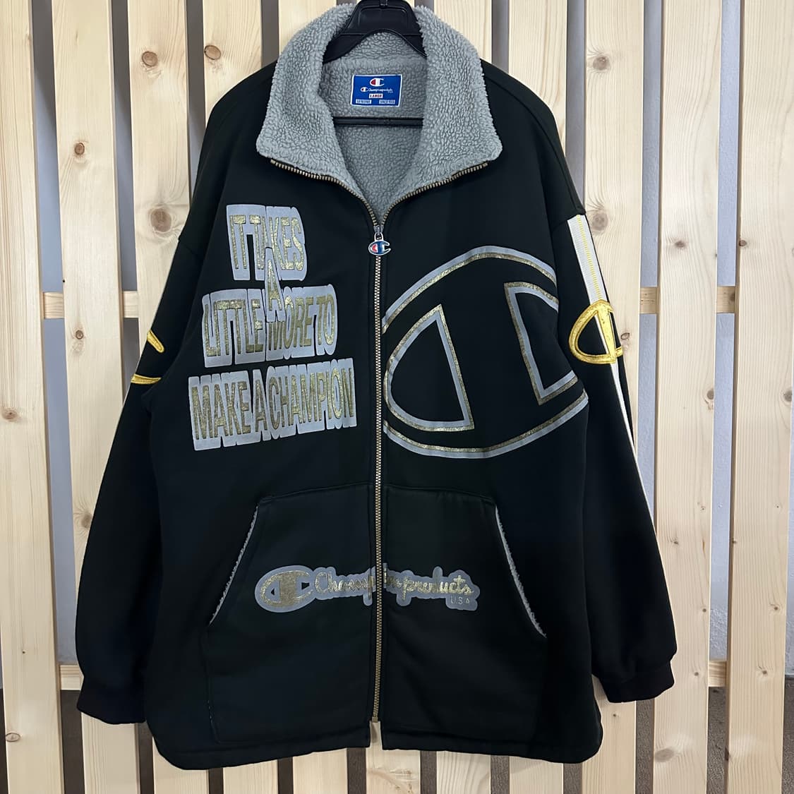 (XL) 챔피온 빅로고 올드스쿨 양털 집업 상품이미지1