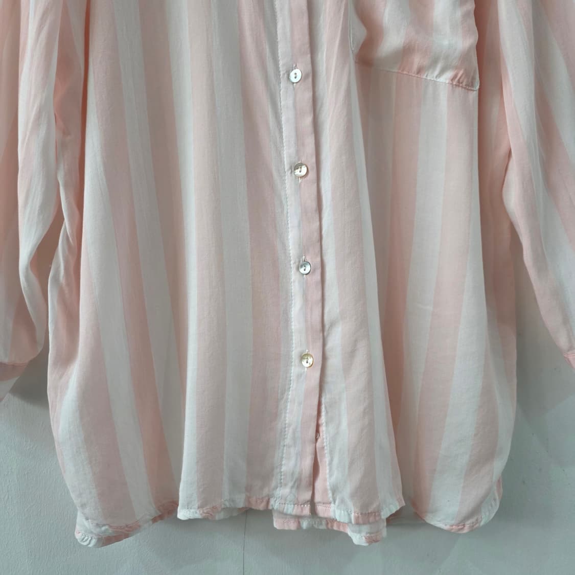 GRAND & GREENE 핑크 스트라이프 시어 셔츠 상품이미지4