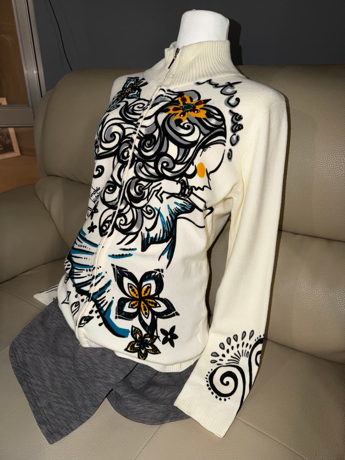 Hiroko kitajima printing knit zip-up 상품이미지1