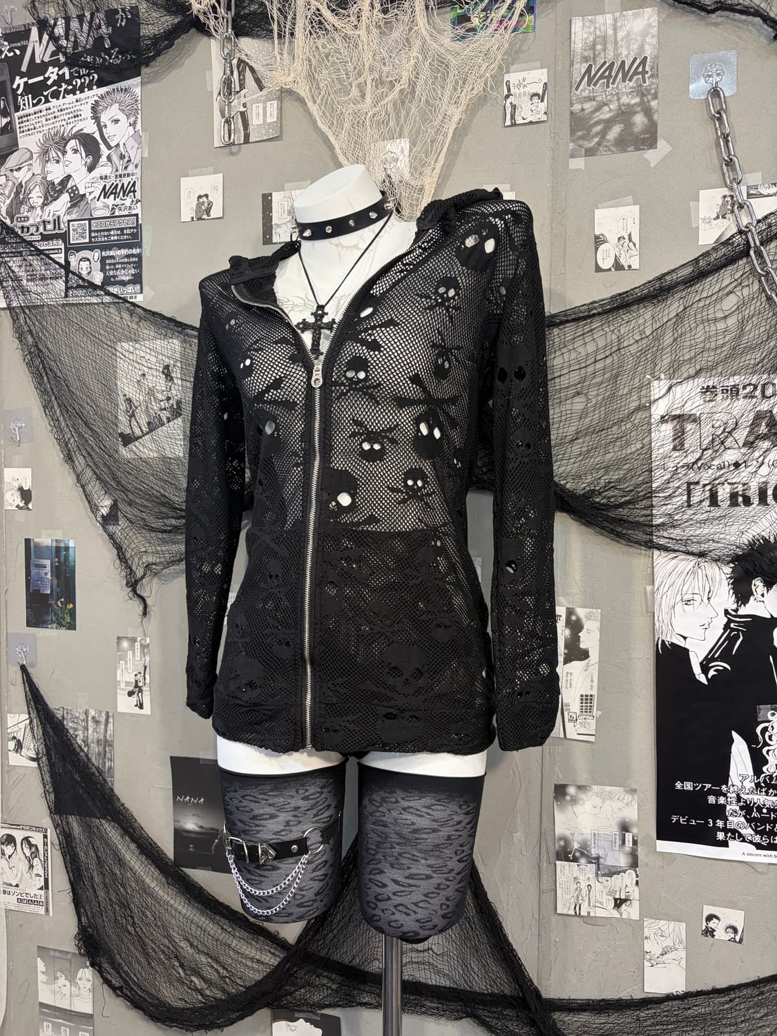 Gothic mesh skull detail hoodie zip up 상품이미지8