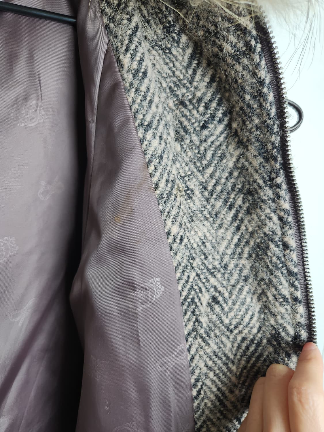 헤링본 라쿤 후드 자켓 상품이미지10