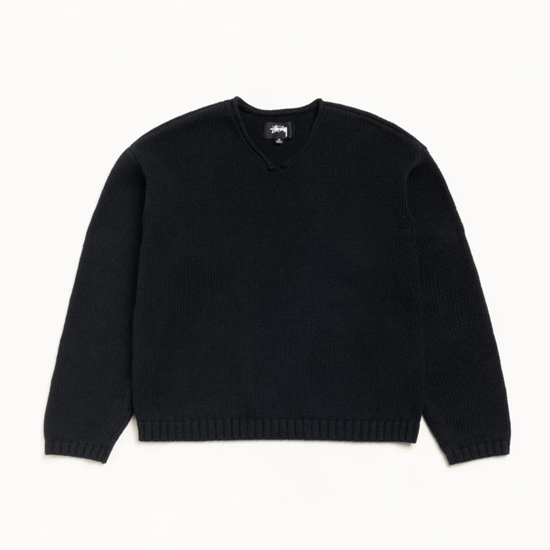 스투시 롤 브이넥 니트 블랙 XXL 상품이미지1