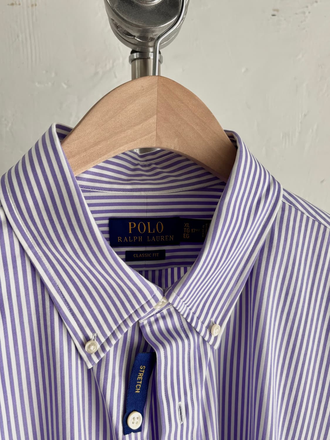 Polo 폴로 랄프로렌 QR신형 퍼플 컬러 스트라이프 패턴 셔츠 상품이미지3