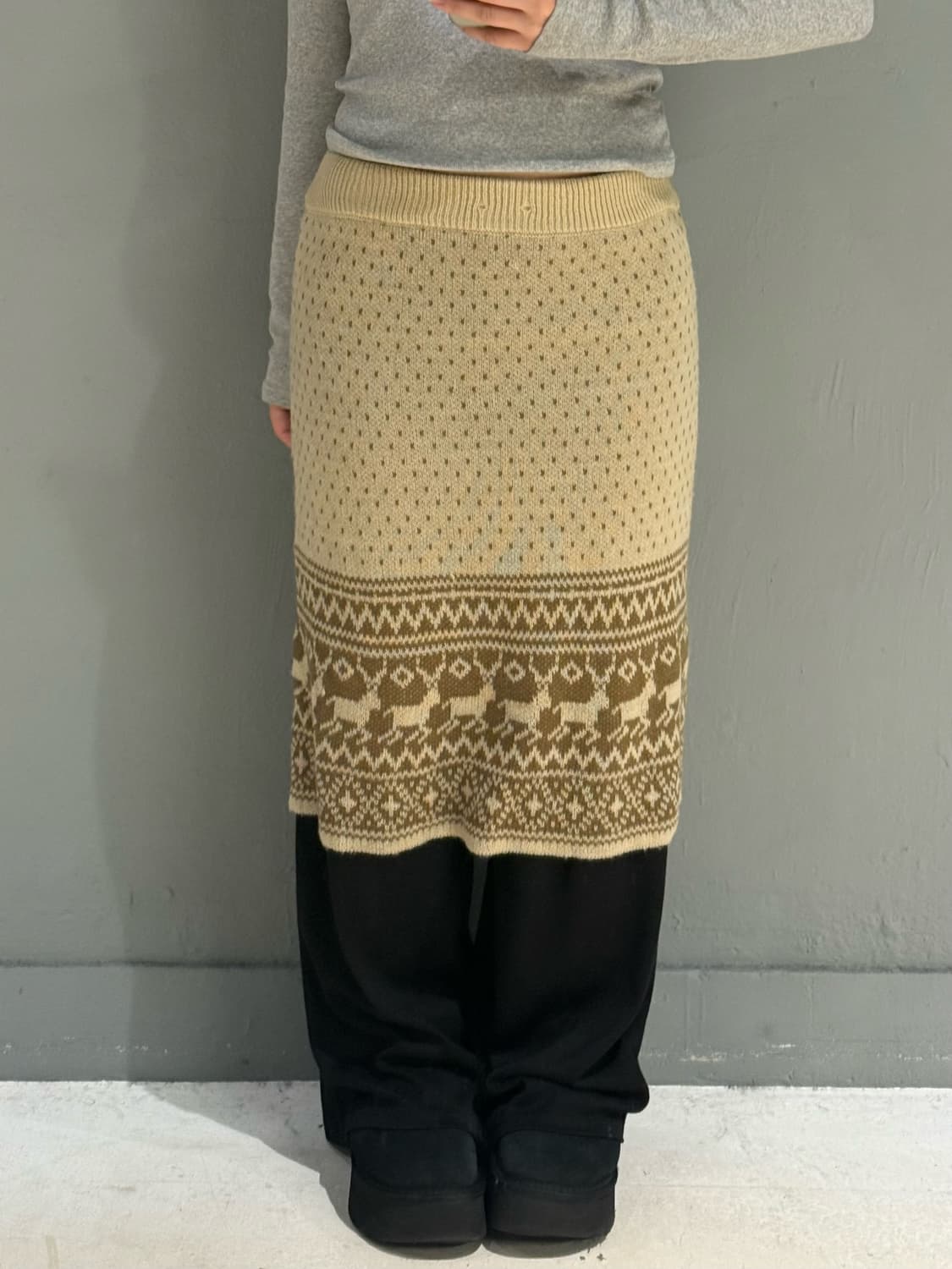 nordic pattern knit midi skirt 상품이미지2