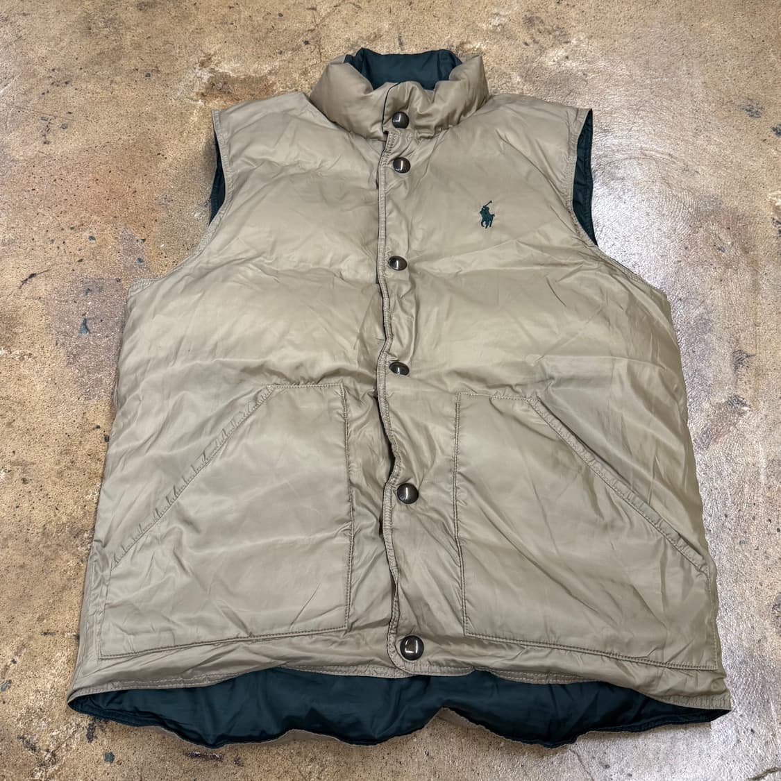 폴로 랄프로렌 베이지 그린 양면 리버시블 패딩 조끼  상품이미지5