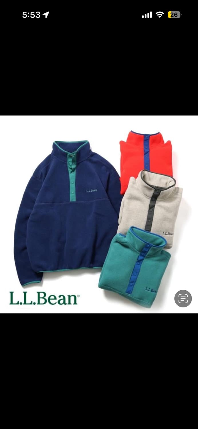 LL bean 엘엘빈 플리스 후리스 풀오버 블루 L사이즈 새상품 상품이미지5