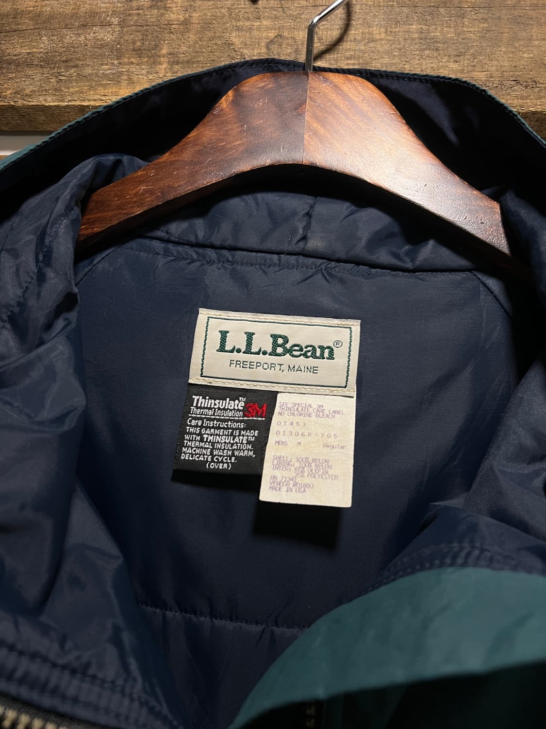 [M]90's 엘엘빈 USA Made 신슐레이트 그린 나일론 후드 자켓 상품이미지2