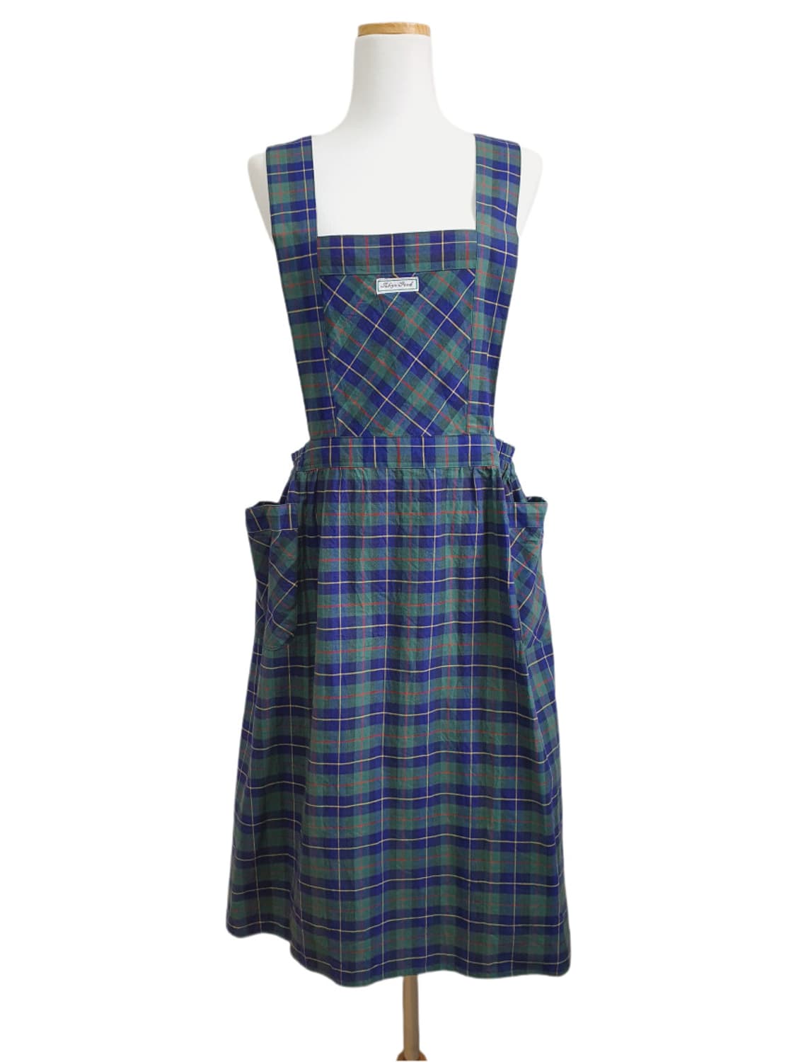 빈티지 클래식 체크 오로라 그린 에이프런 상품이미지1