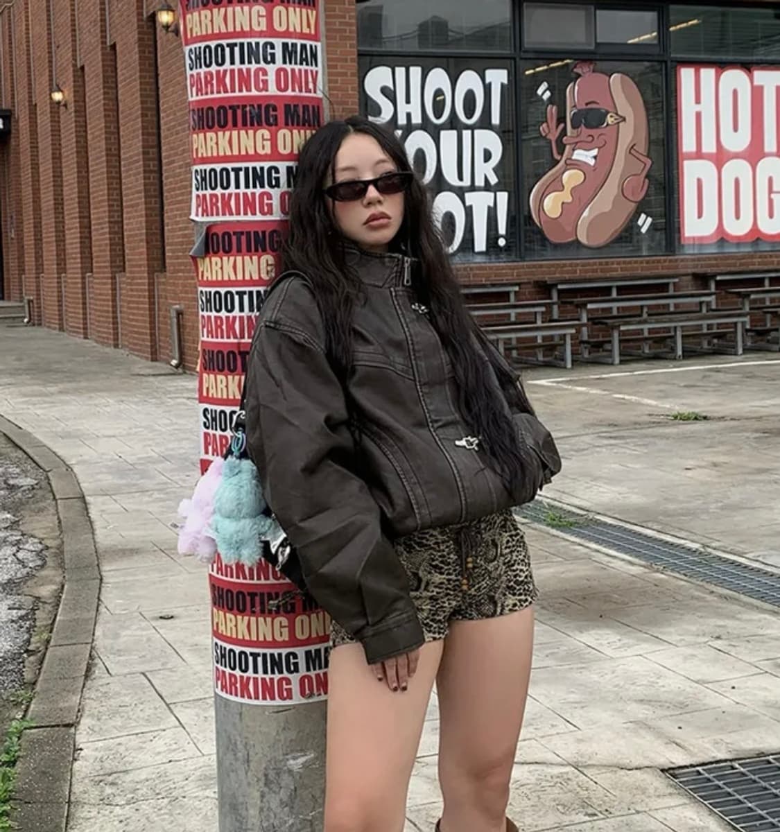 브라운 레더 자켓 상품이미지3