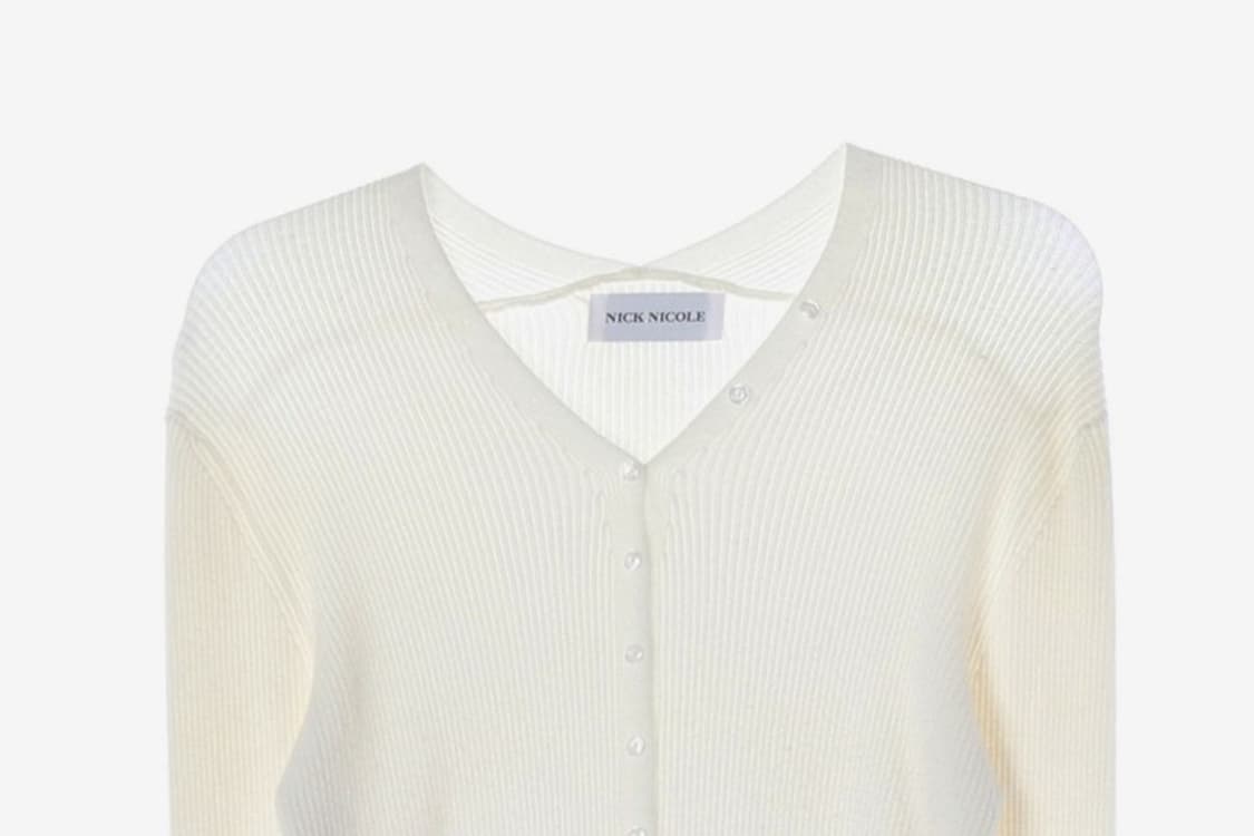 닉앤니콜 슬림핏 버튼 브이넥 골지 가디건 상품이미지3