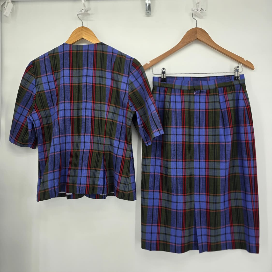 빈티지 체크 투피스 세트 클래식 자켓 스커트 세트 레트로 여성룩 상품이미지10