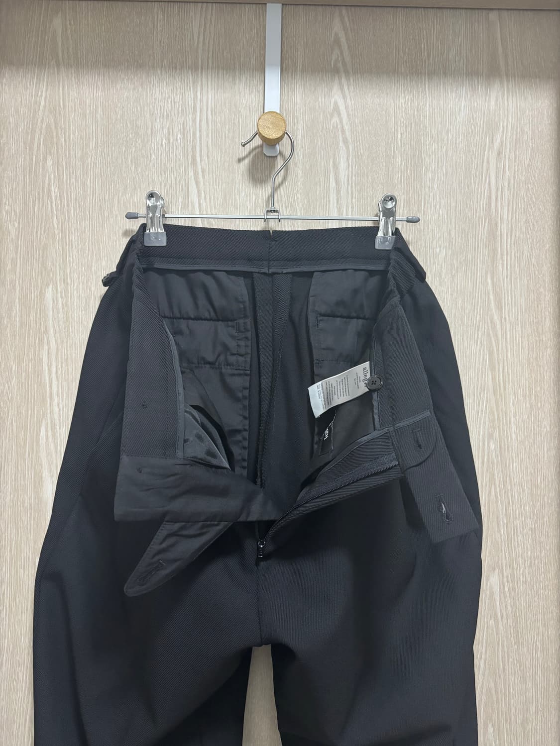 23SS)알레그리 Estethia 원턱 울슬랙스82(32)/블랙 상품이미지5