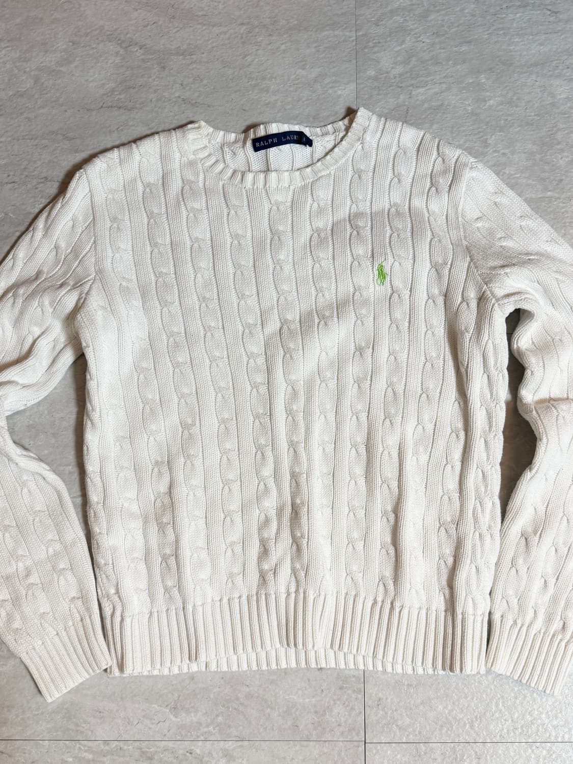 폴로 꽈배기 화이트 니트 상품이미지2