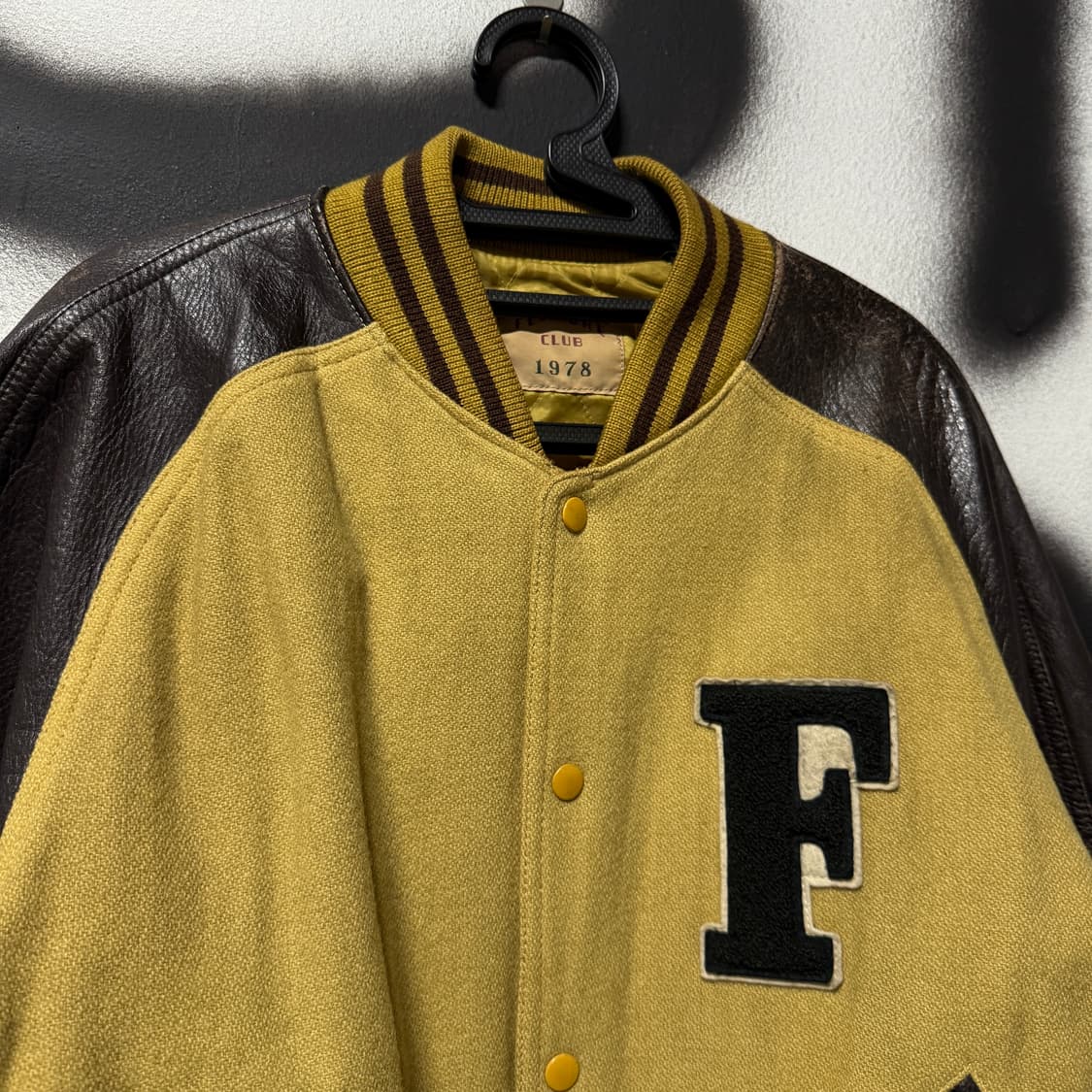 VTG 빈티지 올드스쿨 울 혼방 레더암 바시티 자켓 상품이미지3