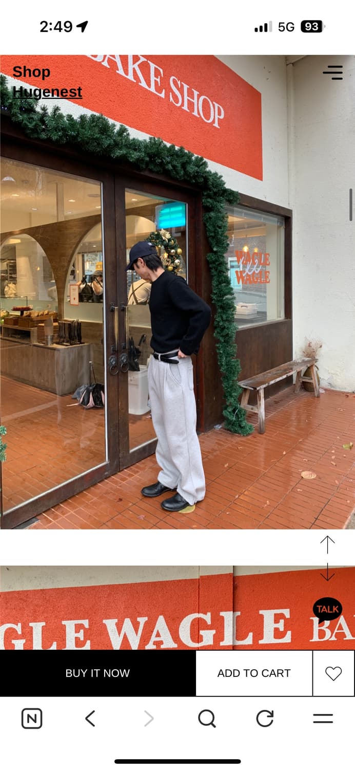 새거)) 휴즈네스트 정가6.5 기모  프론트턱 스웻팬츠 그레이 상품이미지6