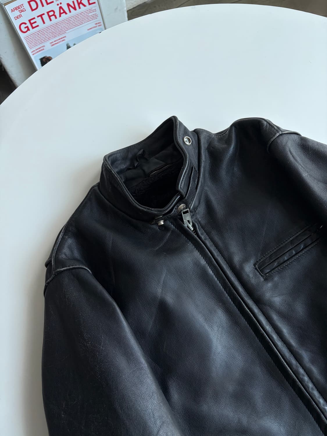 쇼트 싱글 레더 자캣 상품이미지3