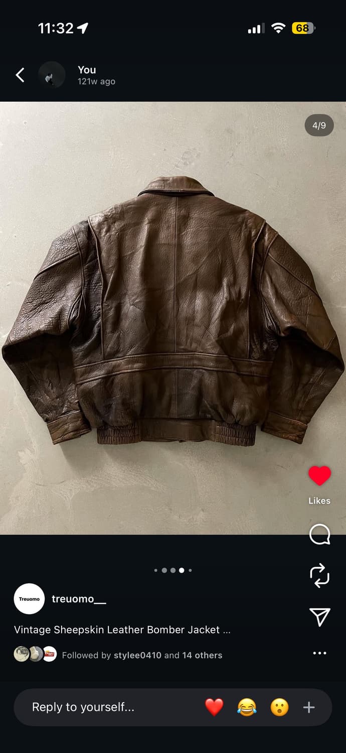 빈티지 양가죽 봄버자켓 M (실사있음) 상품이미지4