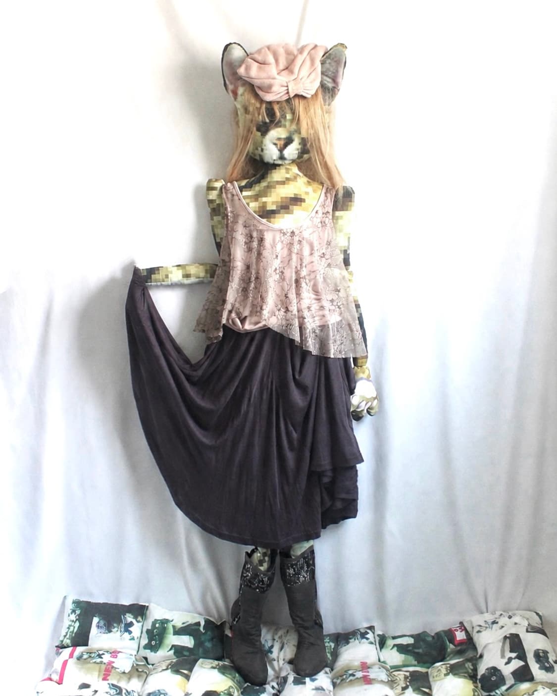 Grayish-deep purple banding skirt 상품이미지4