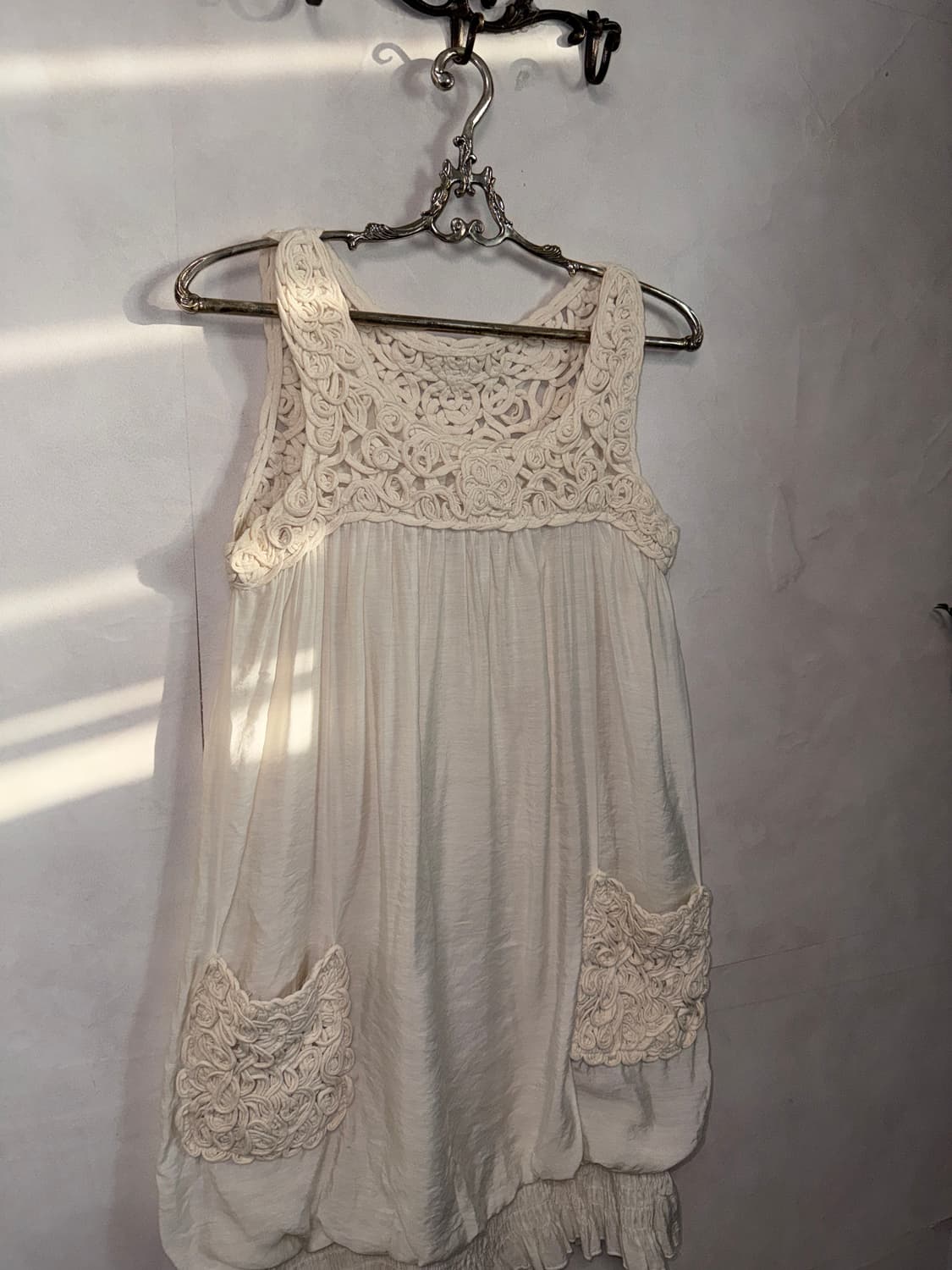 Ivory cotton crochet pocket detail ops 상품이미지3