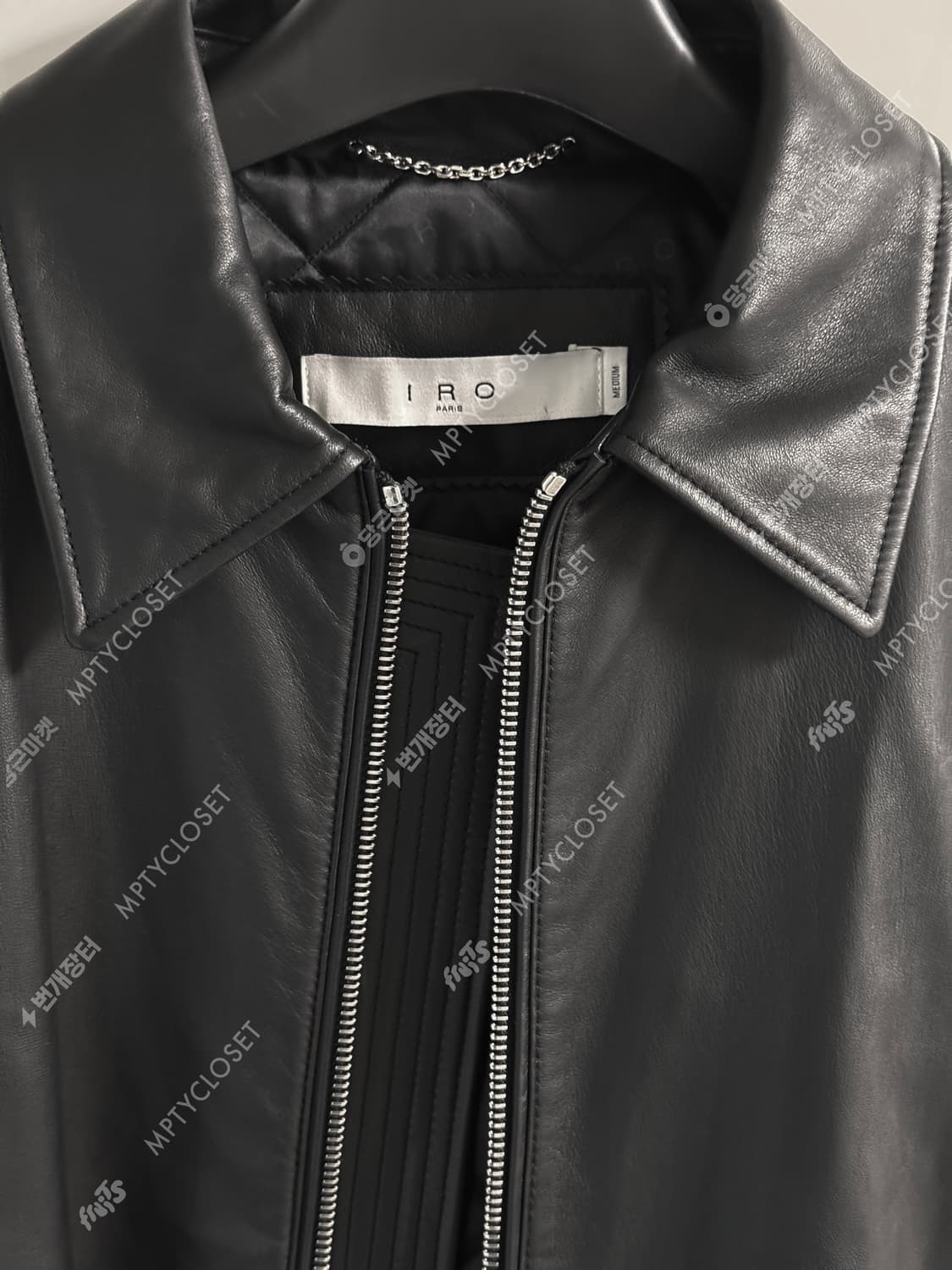 [100] IRO MEN 이로맨 패디드 램스킨 레더 블루종 자켓 점퍼 상품이미지4