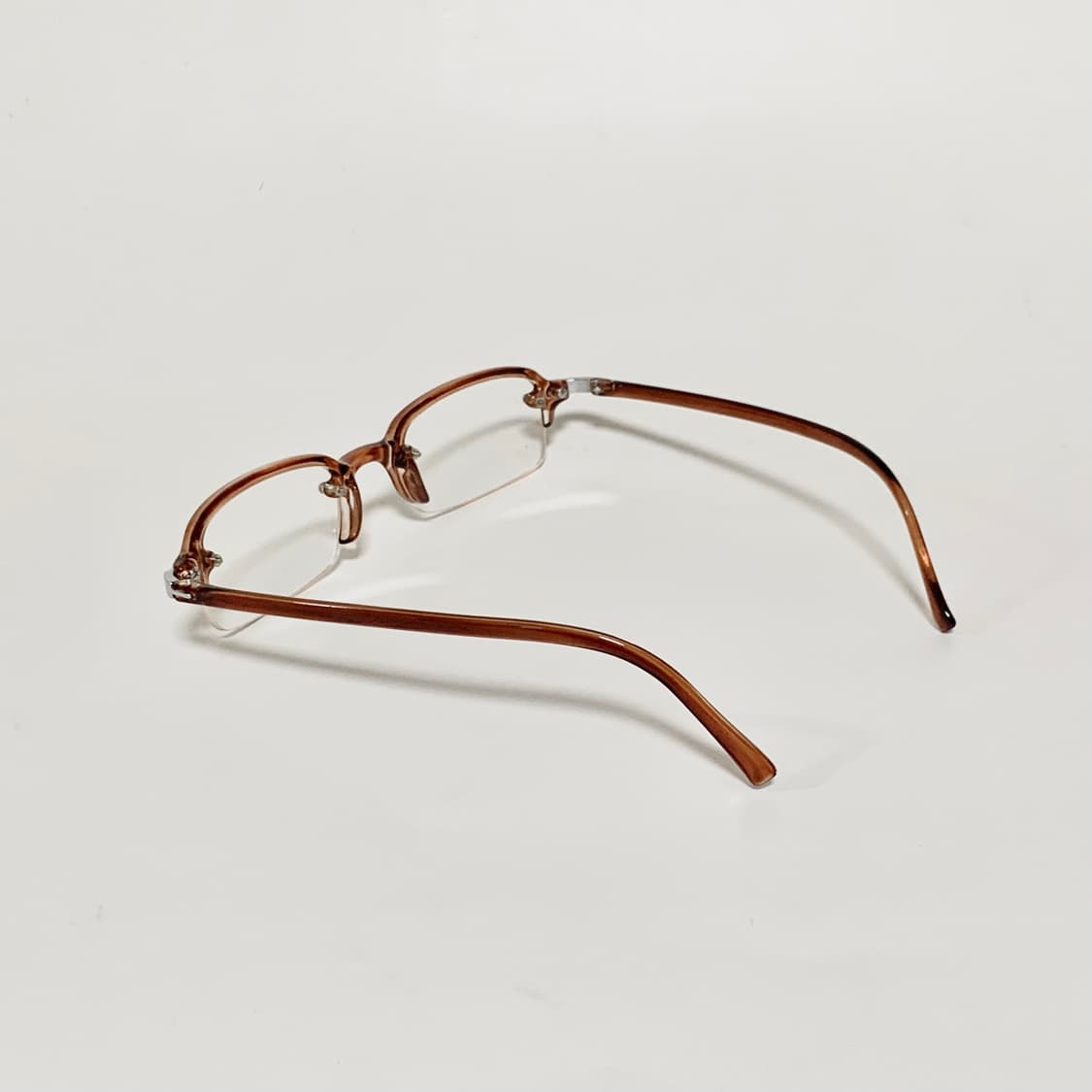 944 빈티지안경 데드스탁 투명 젤리 반무테 안경 브라운 펄그레이 클리어 상품이미지5