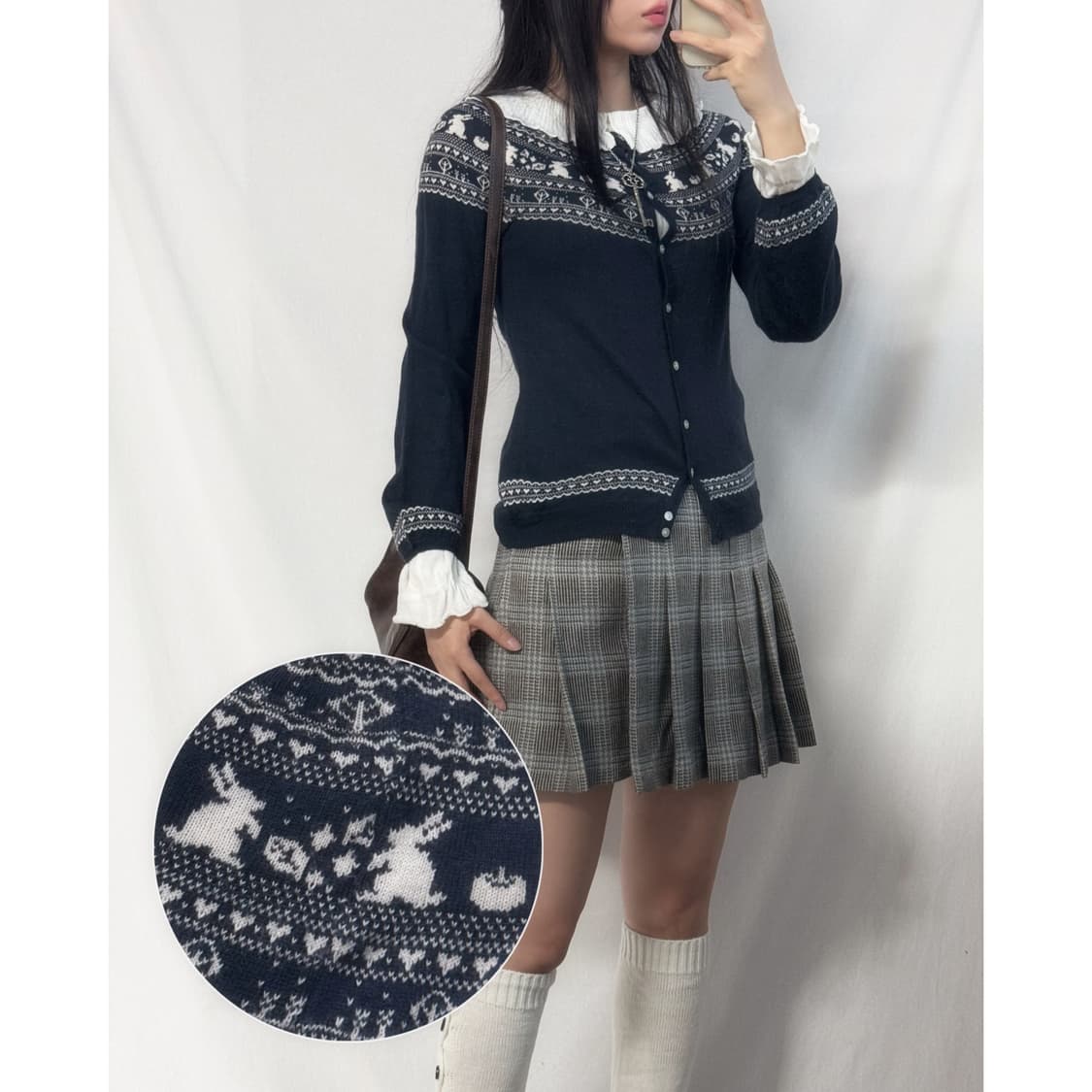 버니 노르딕 패턴 울 혼방 가디건 상품이미지1