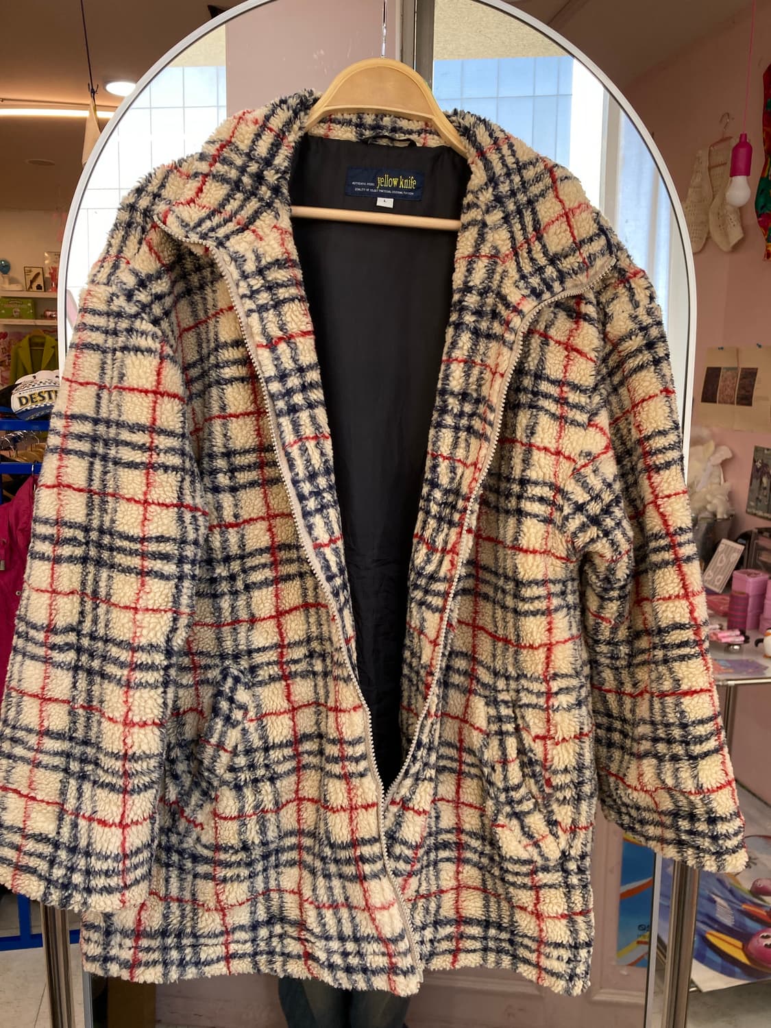 빈티지 체크 뽀글이 후리스 상품이미지2