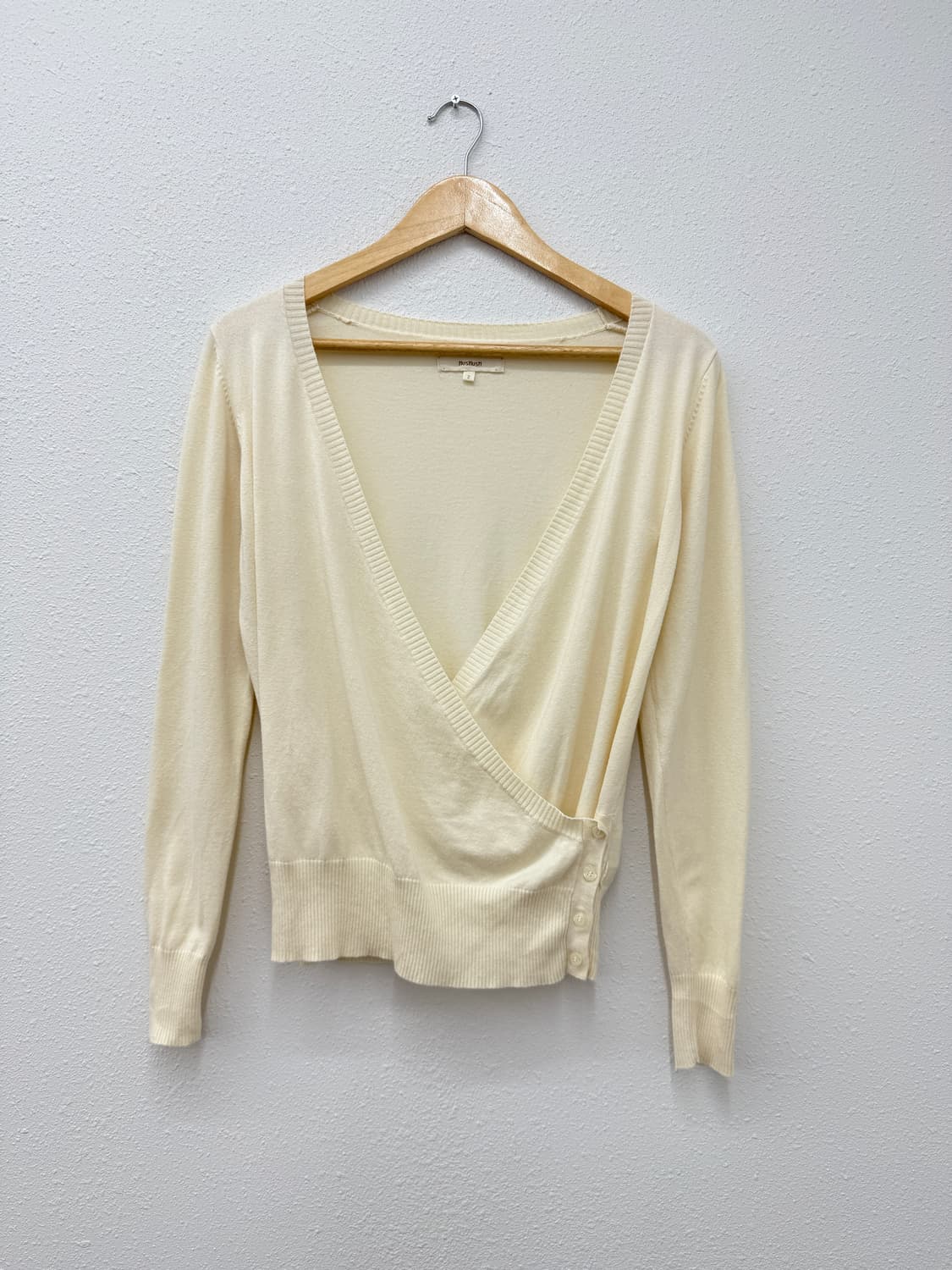 빈티지 Hushush 아이보리 레이어드 단추 니트 가디건 상품이미지1