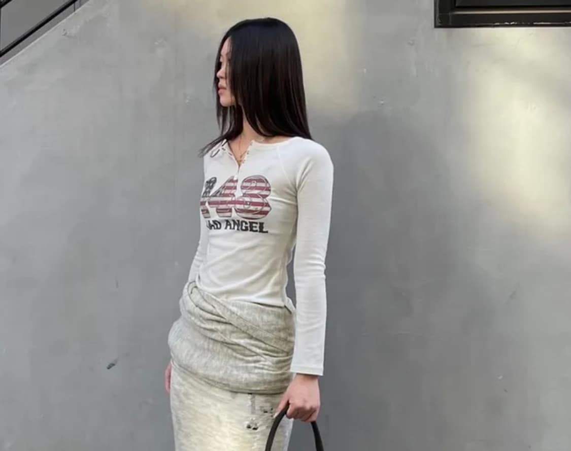 (무신사품절)스컬프터 flag raglan t-shirt raw 상품이미지3