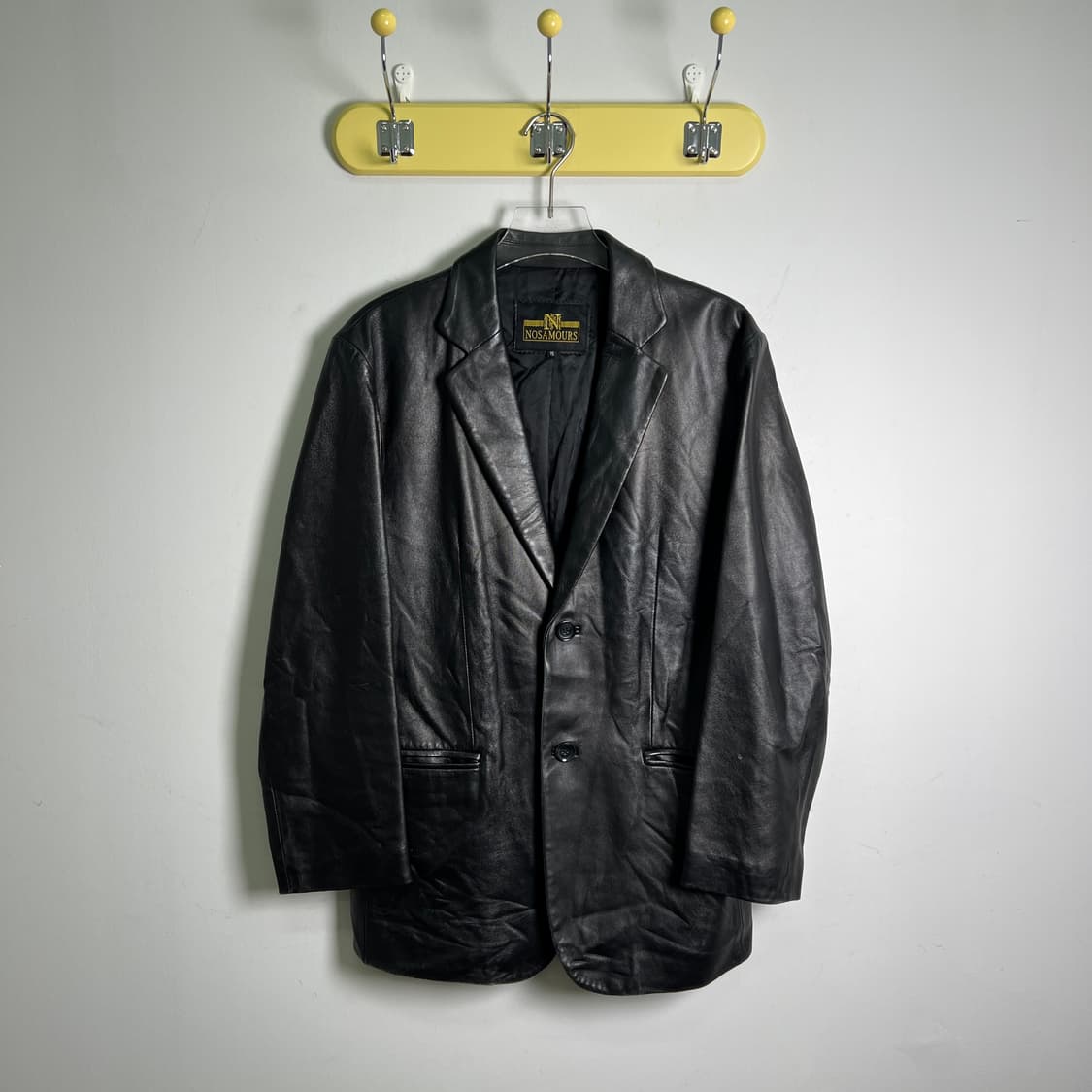 VTG 빈티지 블랙 싱글 레더 블레이저 95 상품이미지1