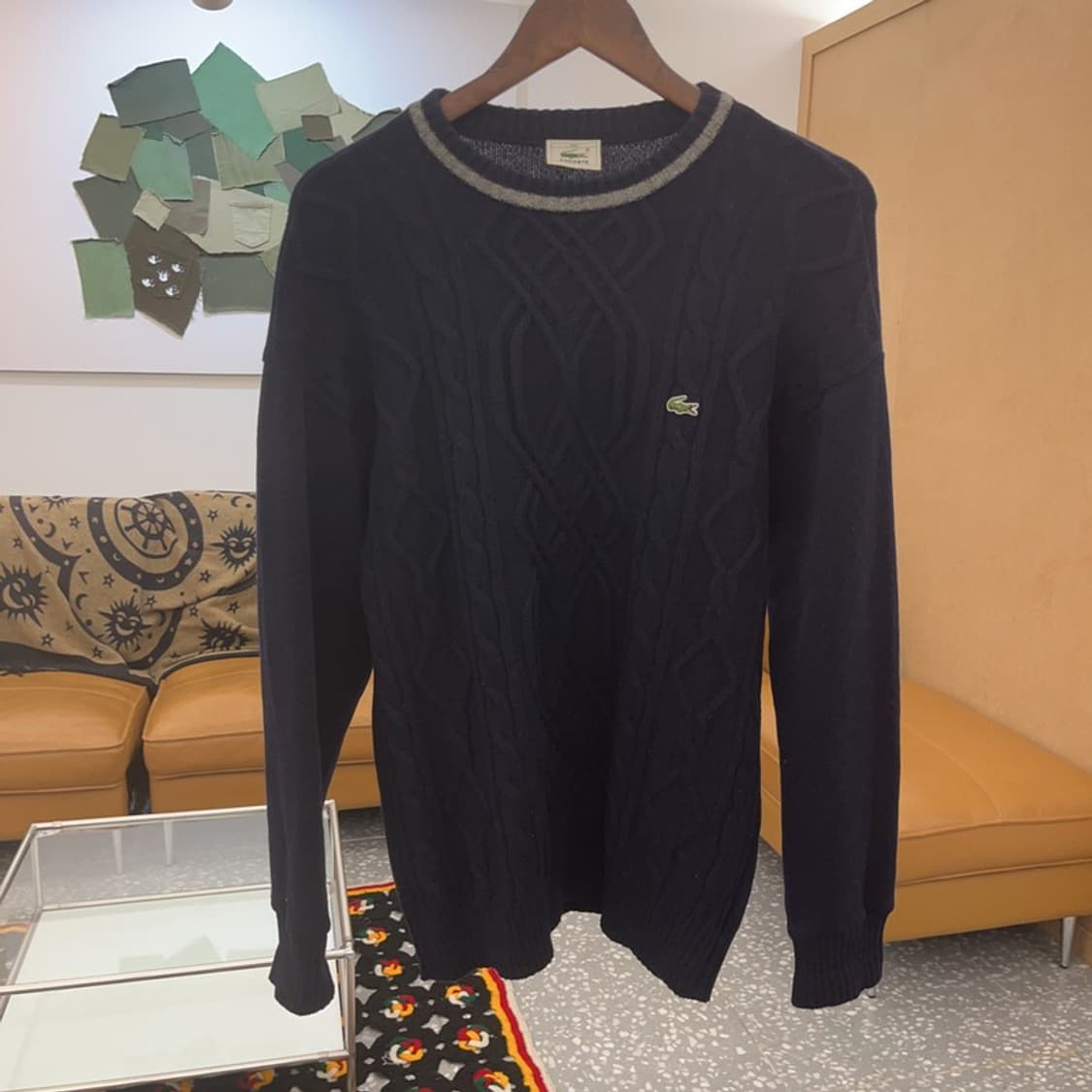 라코스테 올드스쿨 캐주얼 케이블 꽈배기 니트 100 C07816 상품이미지3