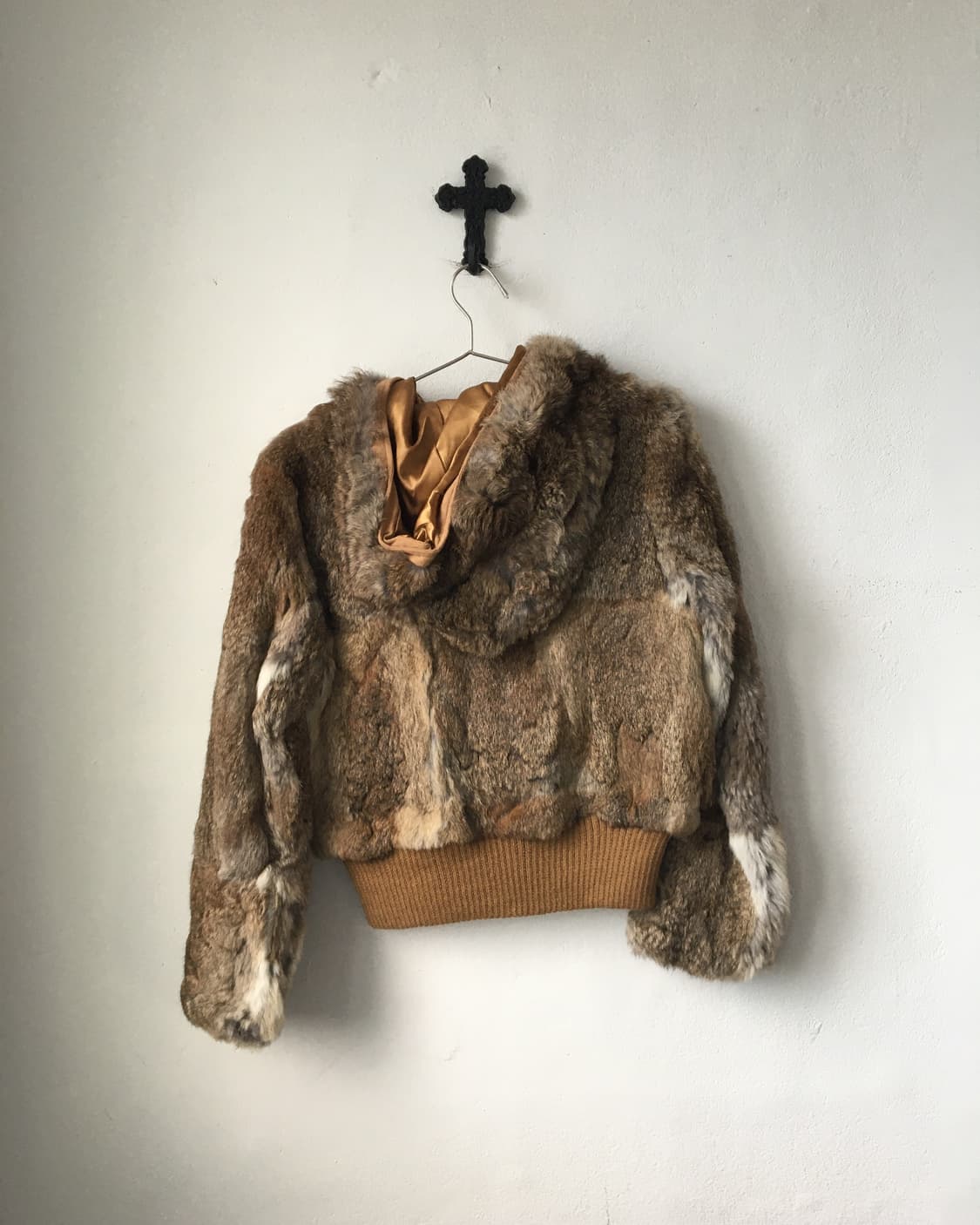 Rabbit fur hood zip up jacket 상품이미지3