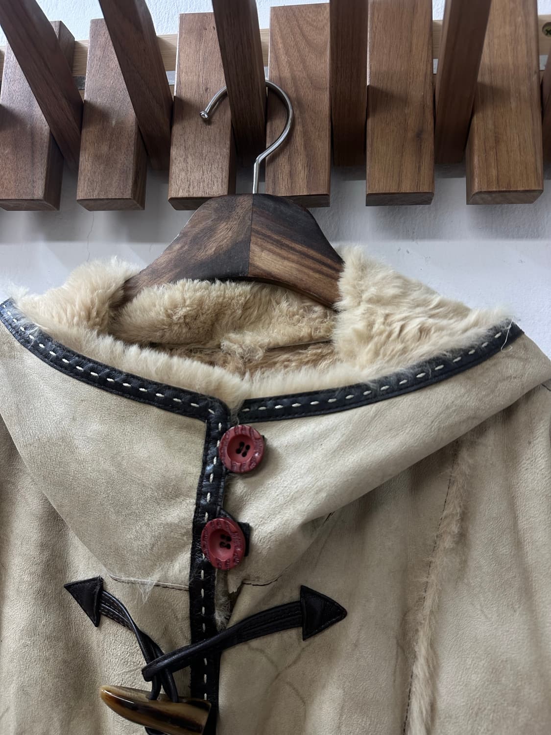 일본빈티지 스웨이드 무스탕 더플 후드 코트 상품이미지2