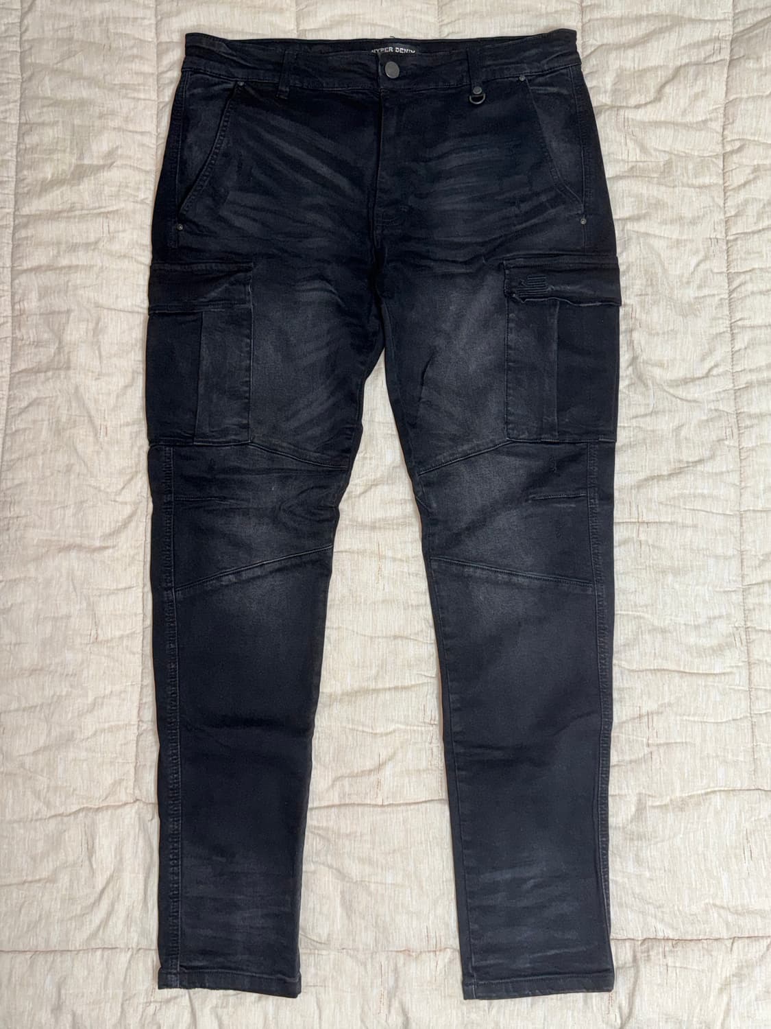 하이퍼데님 블랙 카고 진 새깅 진 34 상품이미지1