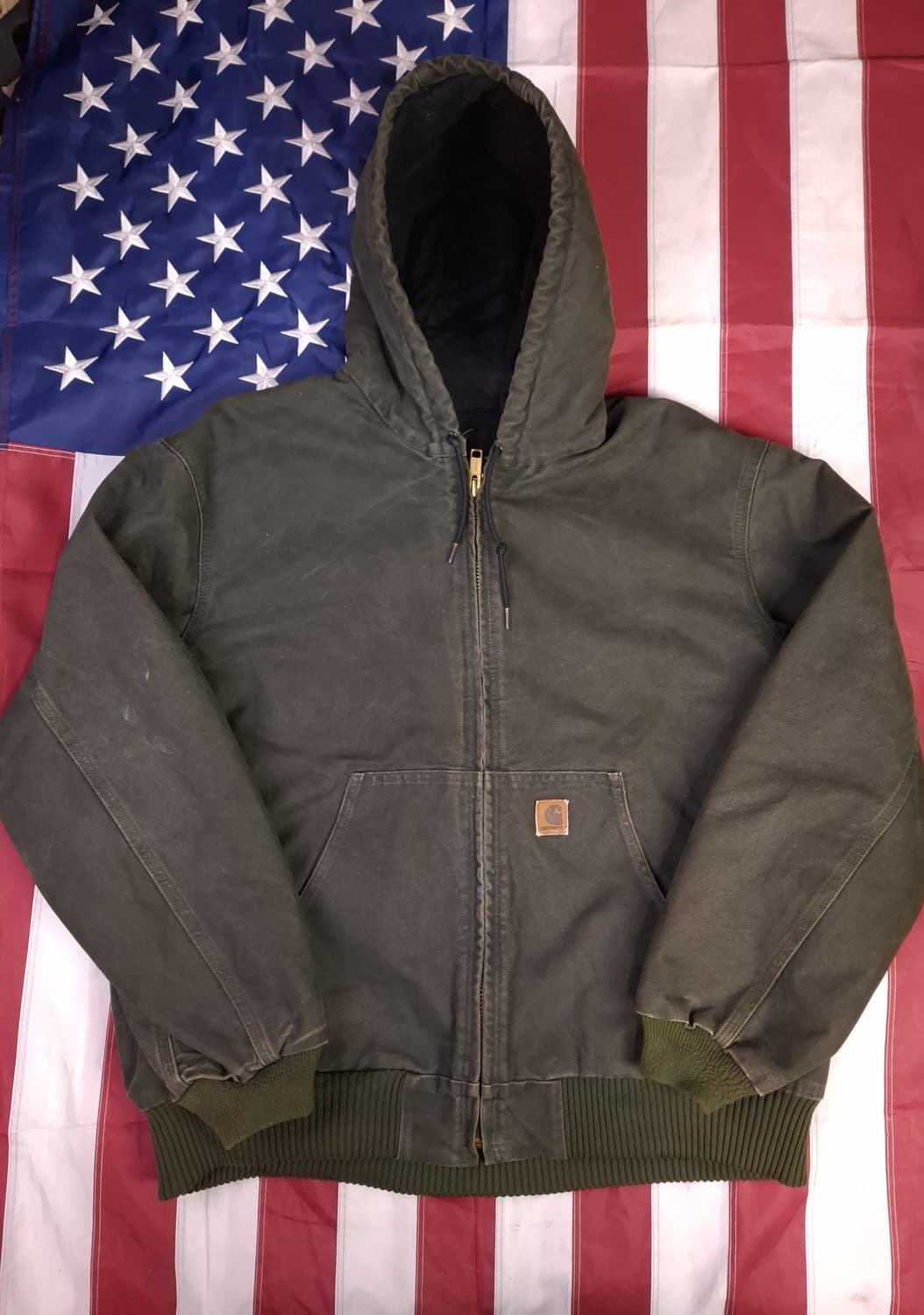 오리지날 구형 칼하트 J-130 모스그린 덕액티브 후드자켓 상품이미지1
