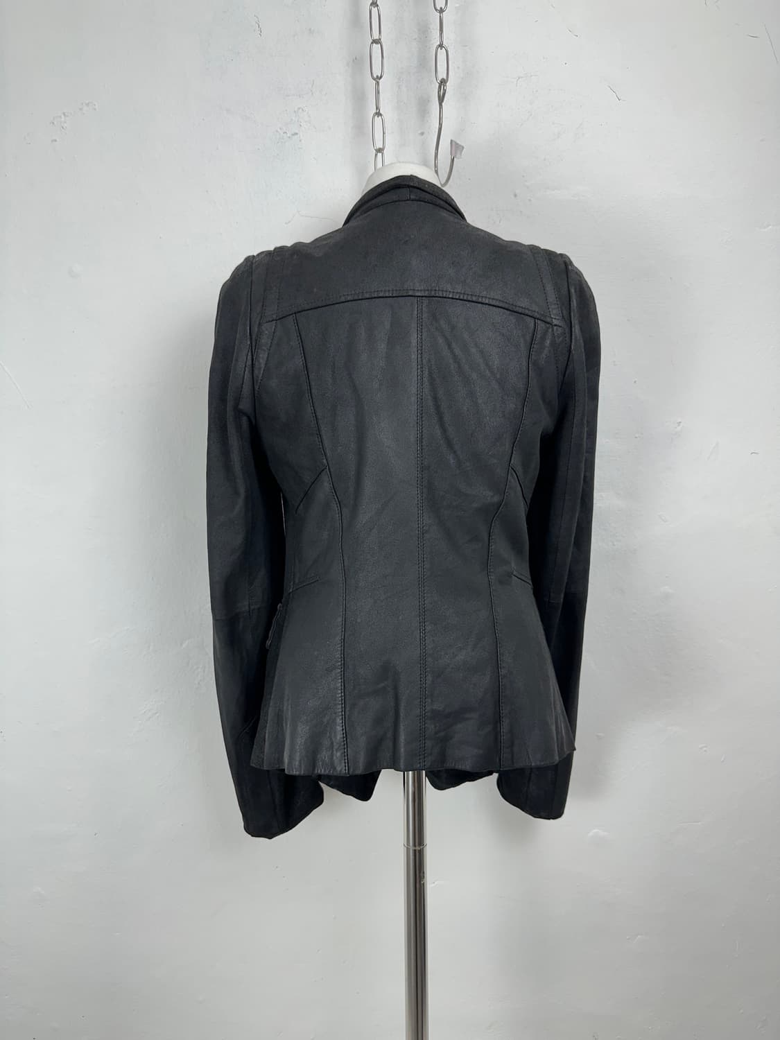 Lambskin Asymmetric Shawl Collar Jacket  상품이미지3
