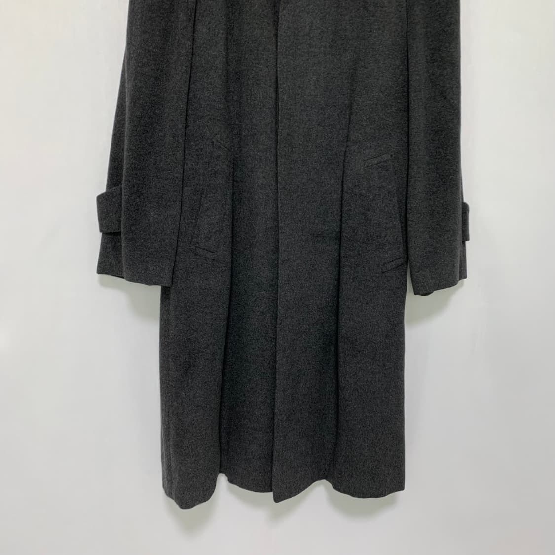 빈티지 캐시미어 100% 차콜 그레이 롱 코트 상품이미지3
