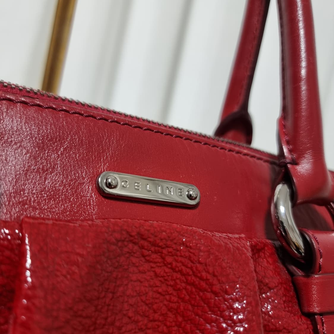 셀린느 레드 에나멜 가죽 토트백 (사이즈 넉넉함) 상태양호 상품이미지5