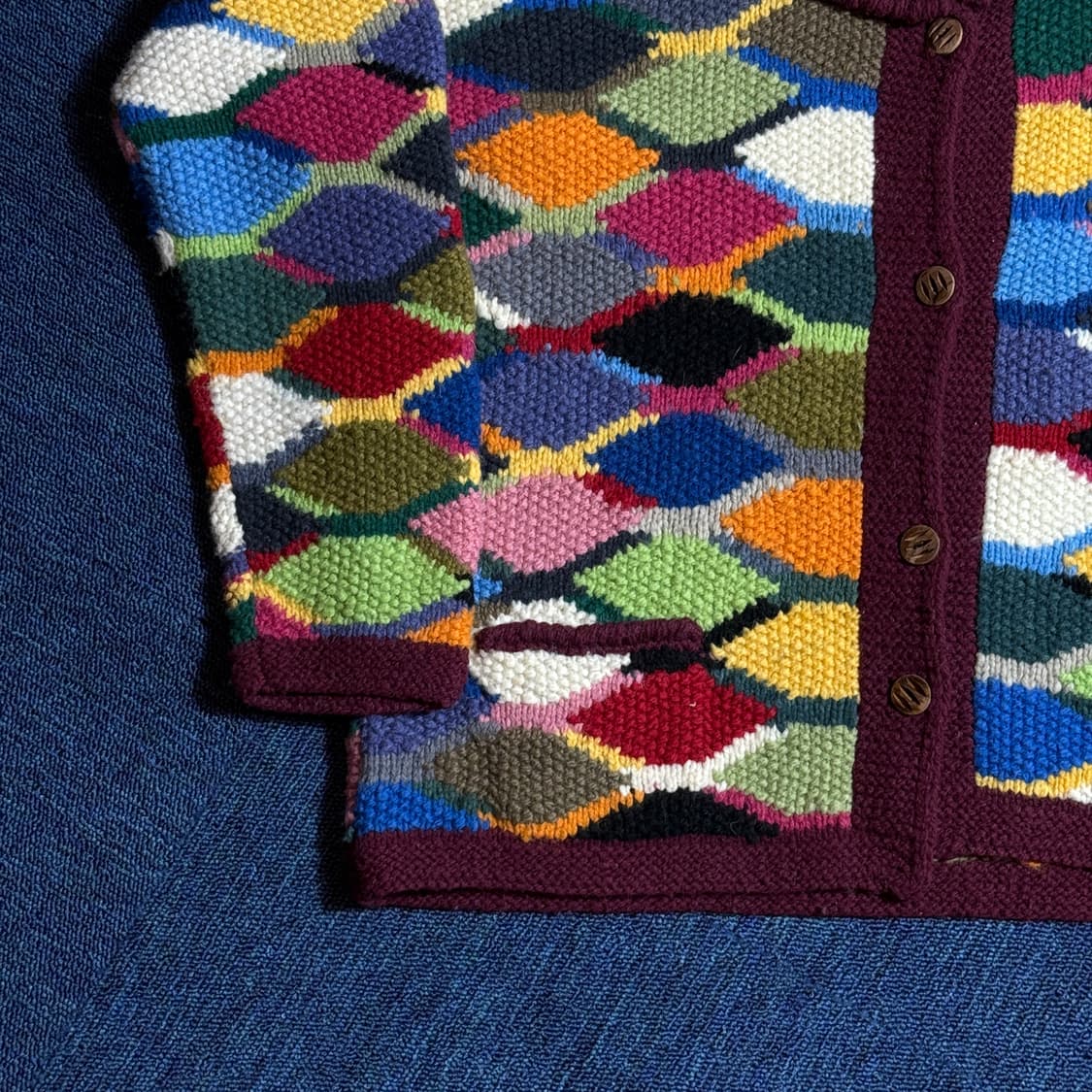 빈티지 다이아몬드 패치 니트 가디건 상품이미지3