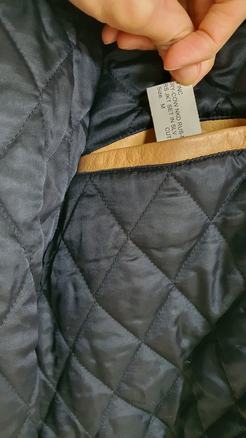 골든베어 가죽 배색 바시티자켓 m 상품이미지5