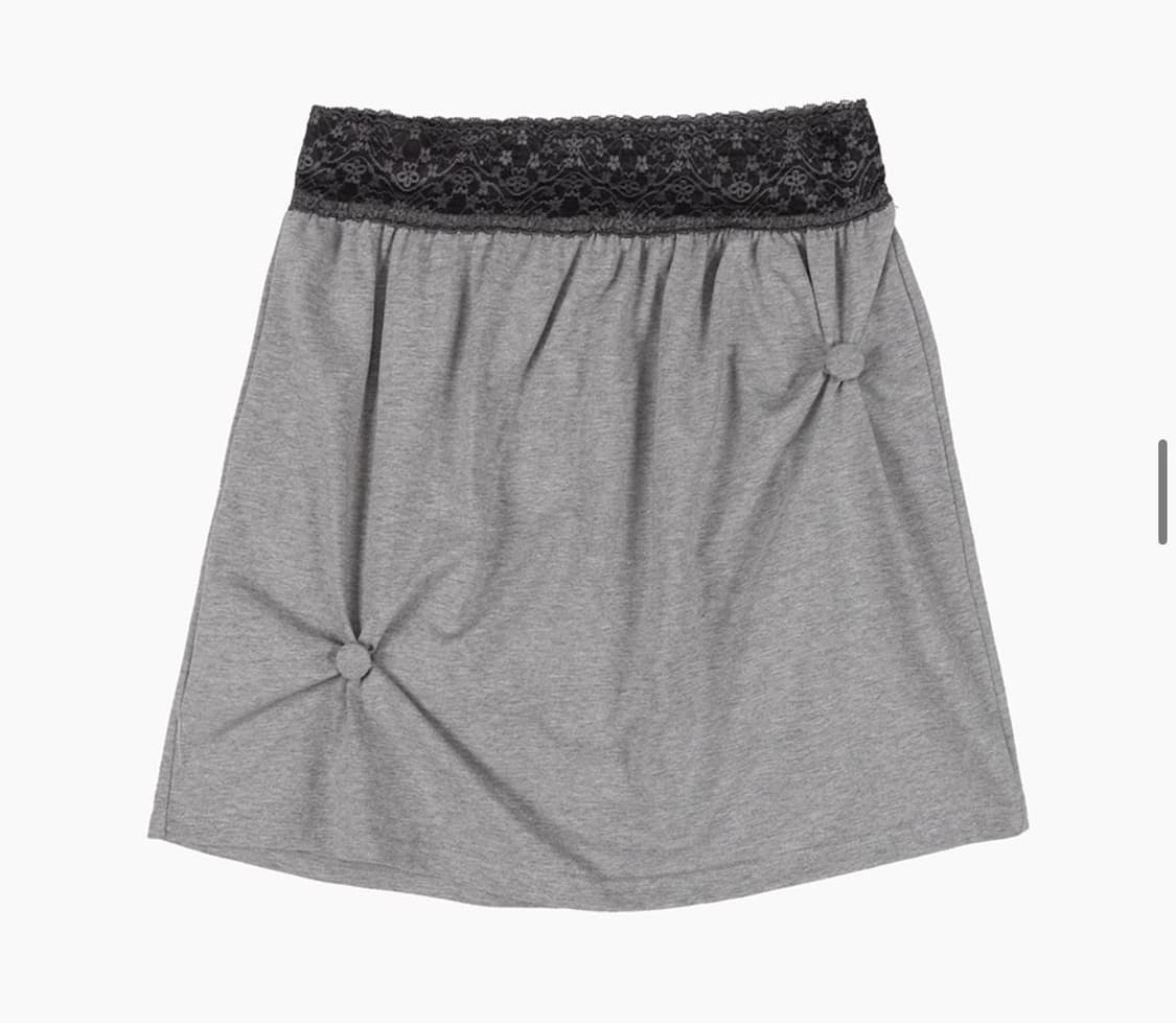 오피쉬 Lace Waist Shirring Skirt 멜란지그레이 상품이미지3