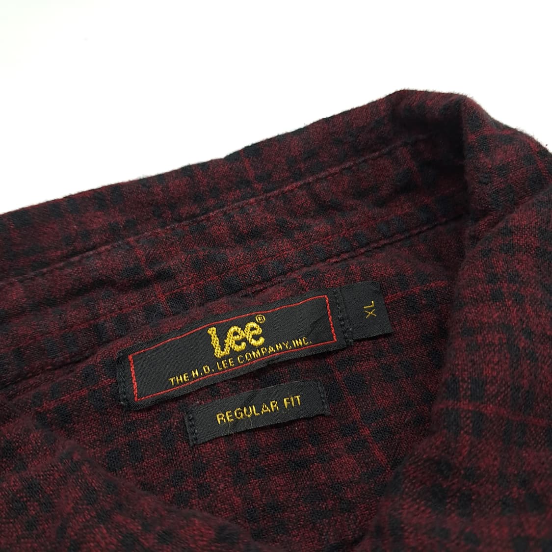 CN394 XL LEE 리 00s 버건디 체크 플란넬 긴팔 셔츠 남방 상품이미지4