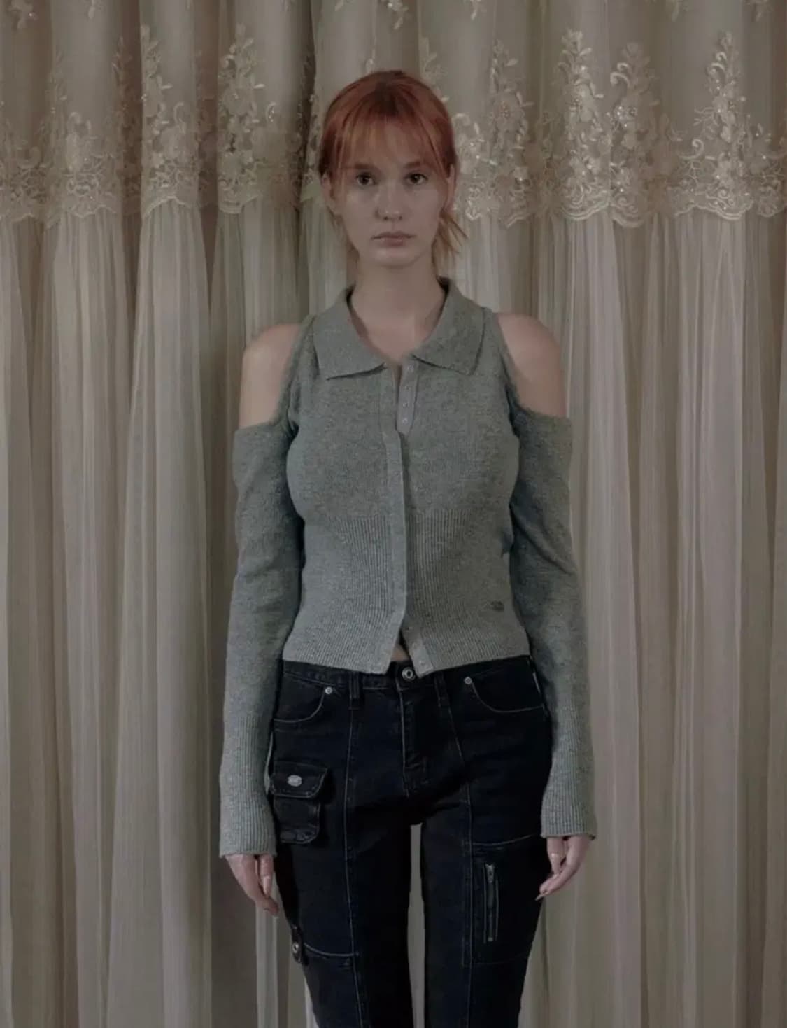 보헤미안서울 숄더 홀 니트 아이보리 상품이미지1