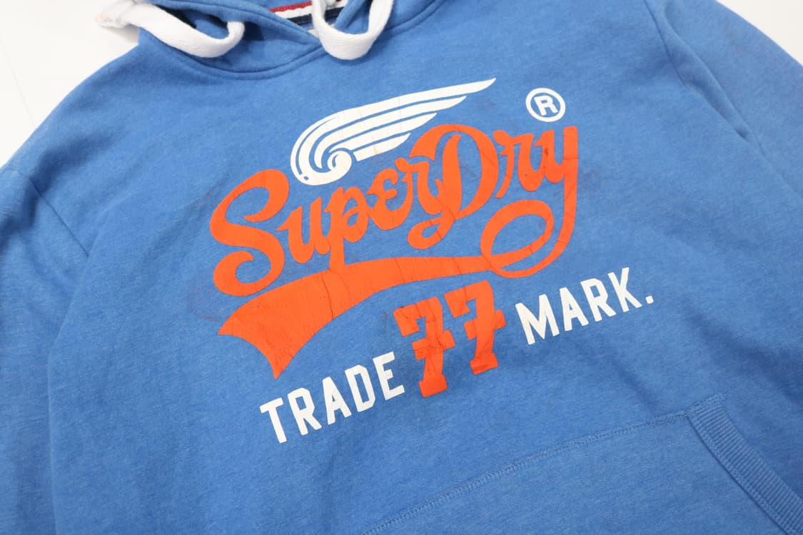 슈퍼드라이 빈티지 로고 오렌지 그래픽 스카이블루 후드티 (2XL) 상품이미지3