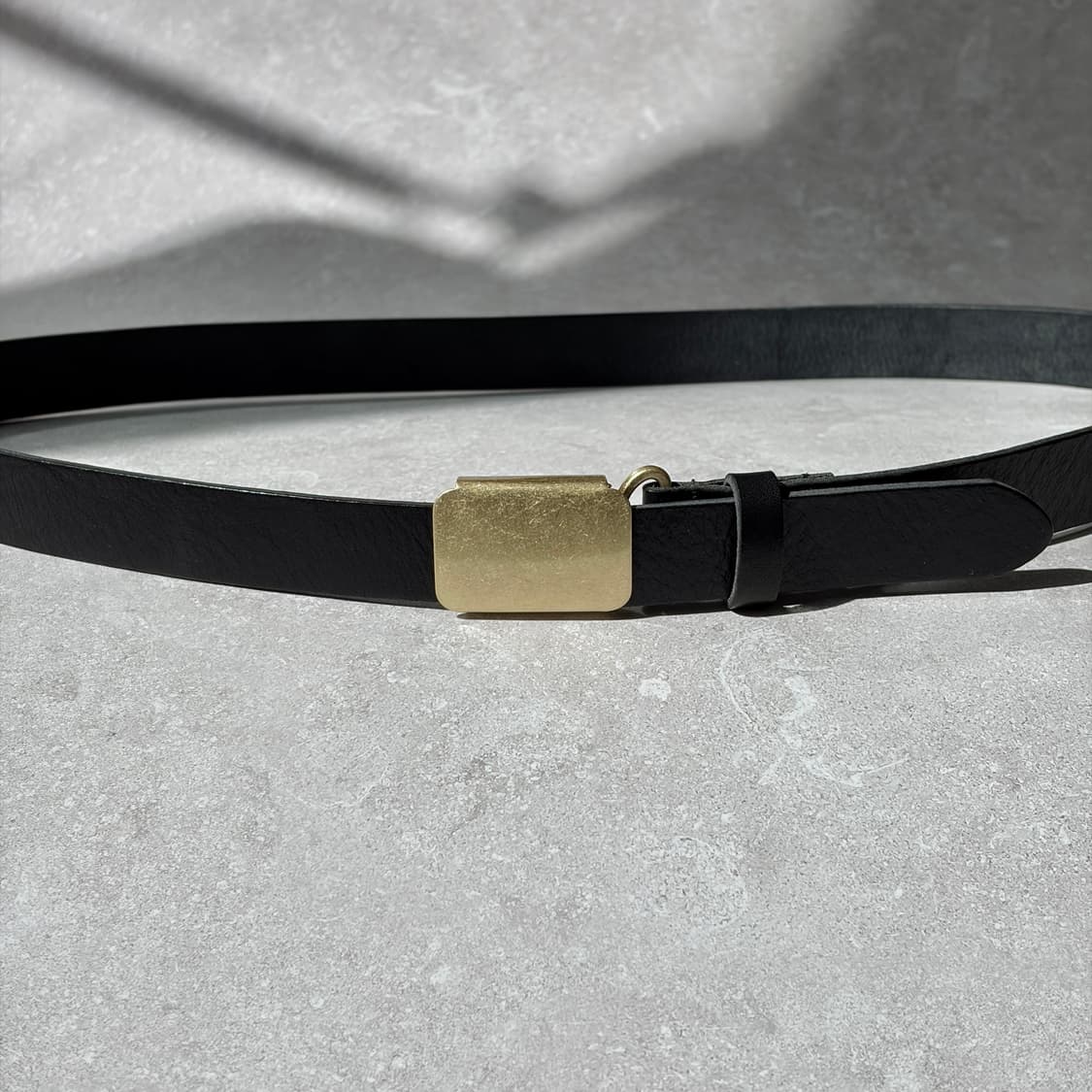 Oribell 미니멀 빈티지 골드 스틸 버클 이태리 베지터블 벨트 상품이미지3