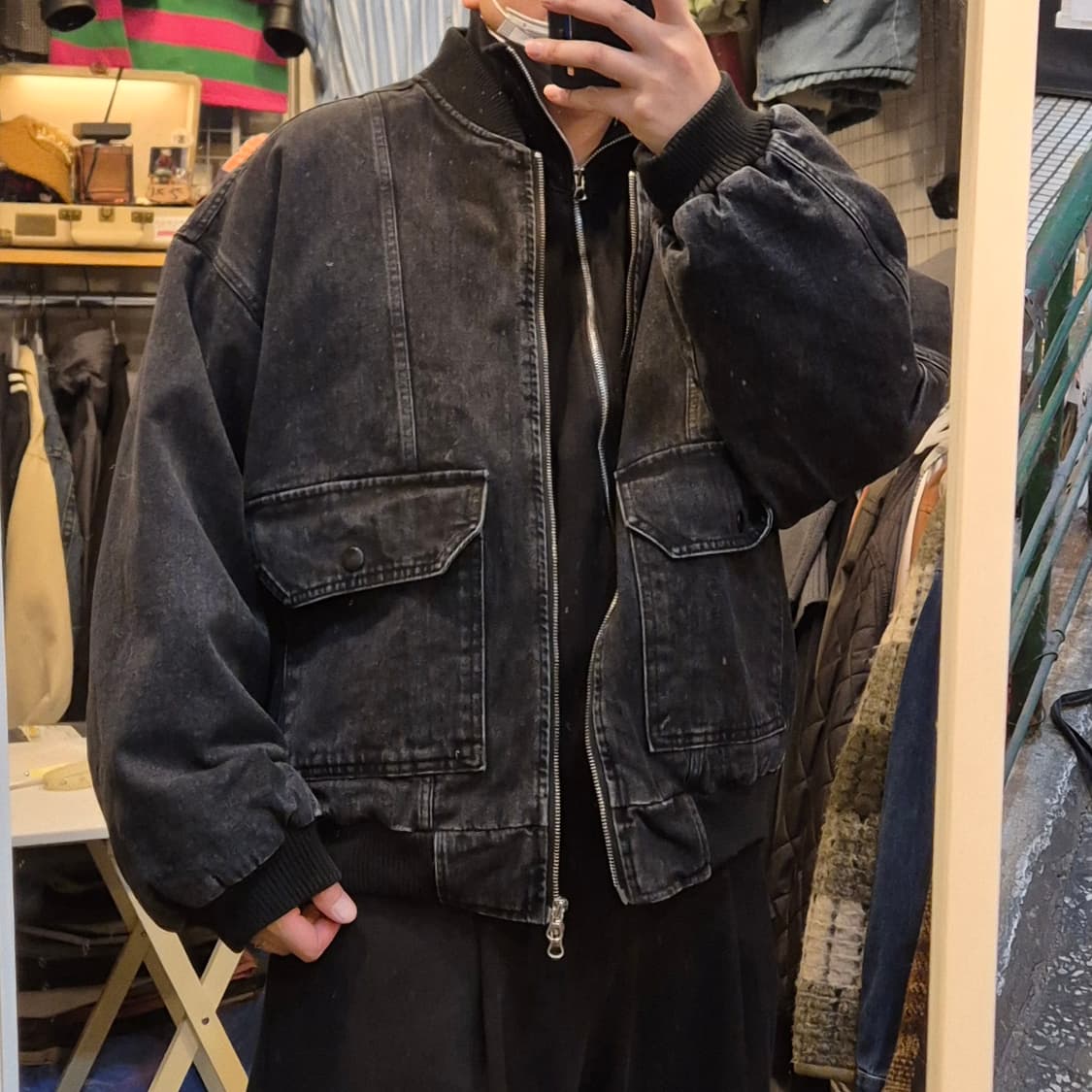 FREE(착샷잇음) 워싱데님 오버핏 누빔점퍼 상품이미지3