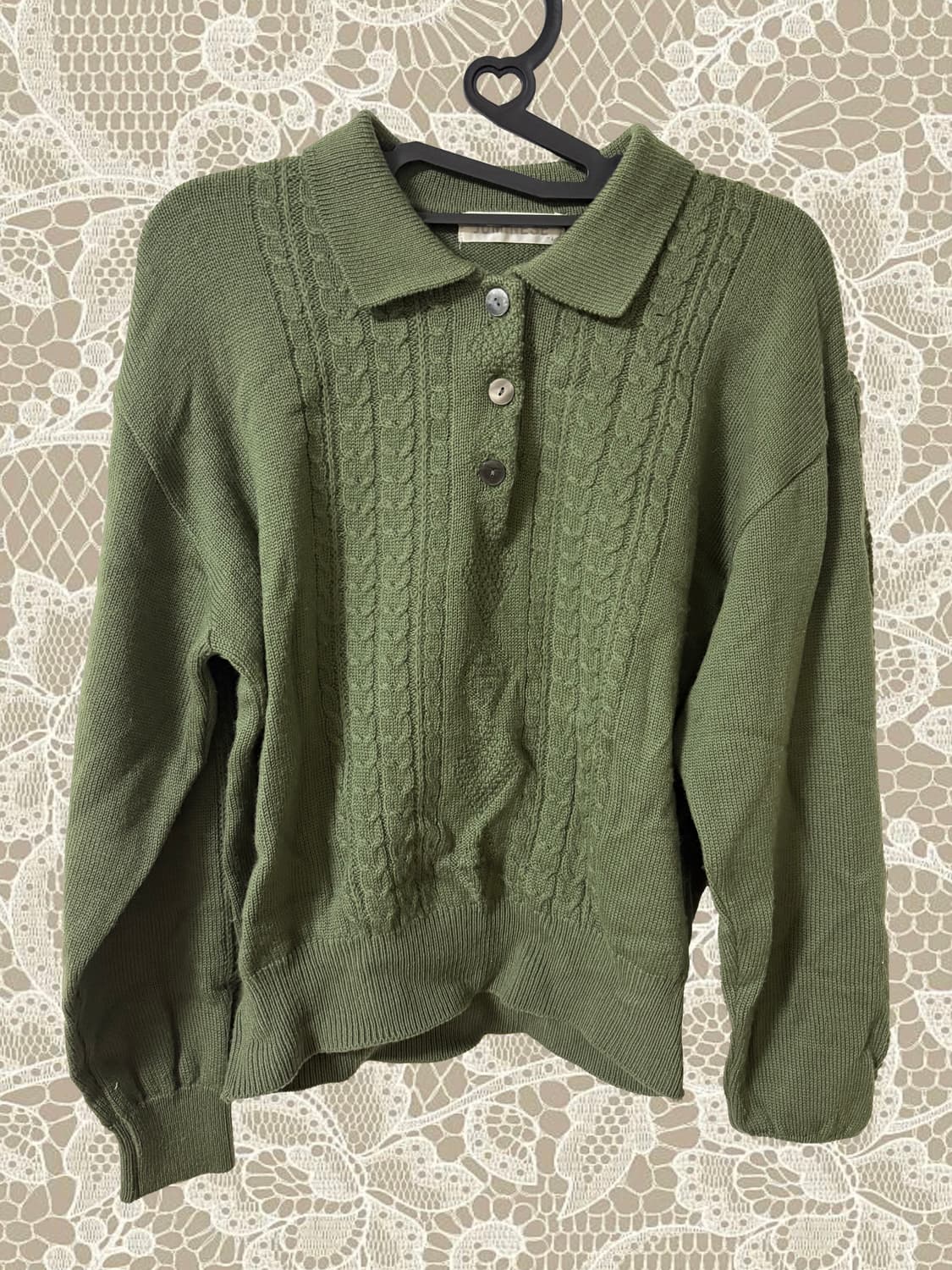 일본 빈티지 그린 카라 니트 모리걸 모리룩  상품이미지1