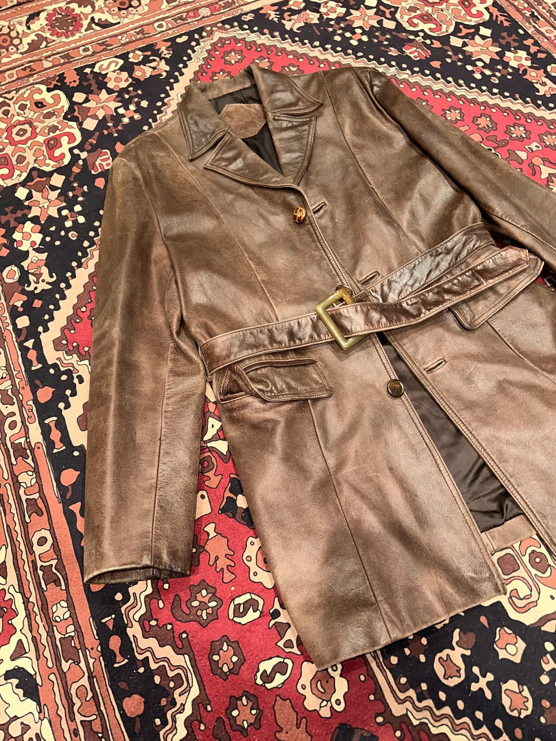 ( M-L ) 가죽코트 가죽카코트 워크웨어 아메카지 가죽자켓 상품이미지2